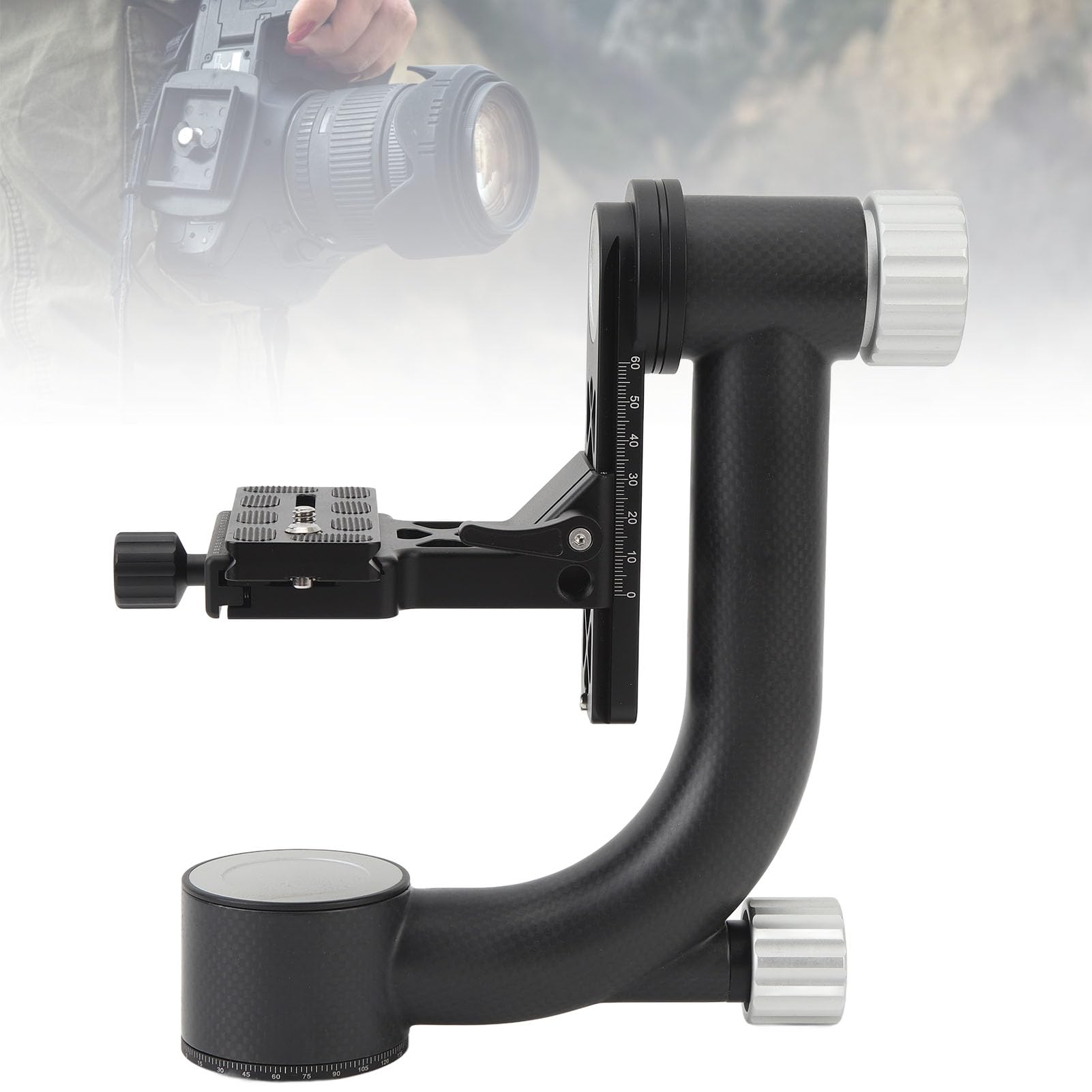 360 Degree Panoramic Rotating Tripod Head - Carbon Fiber Lightweight Design with Quick Release Plate & Clear Scale - Perfect for DSLR Photography, Landscape Shoots & Time-Lapse Videos