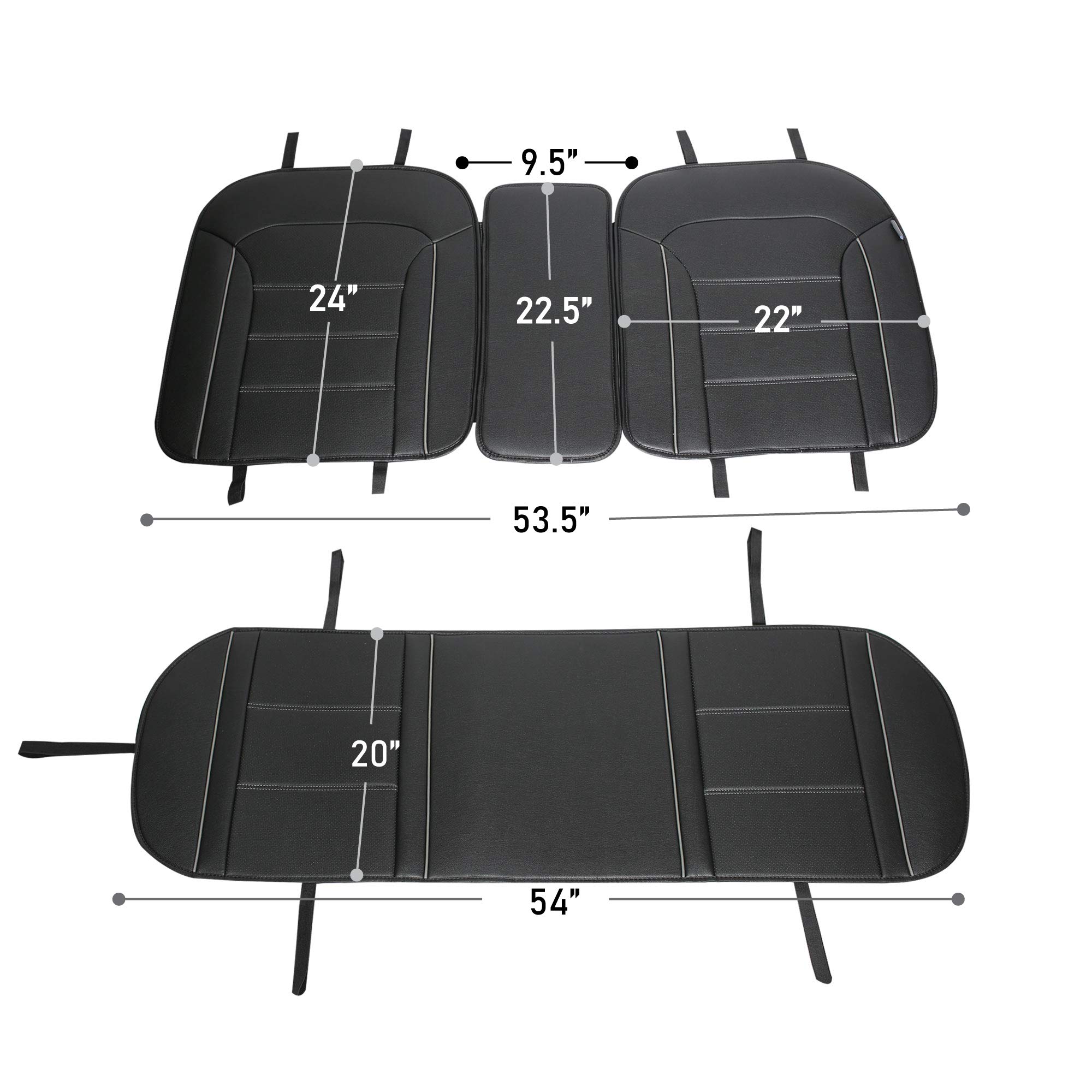 Universal Faux Leather Car Seat Cover - Split Bench Fit for SUV, Sedan, Van - Gray Interior Upgrade