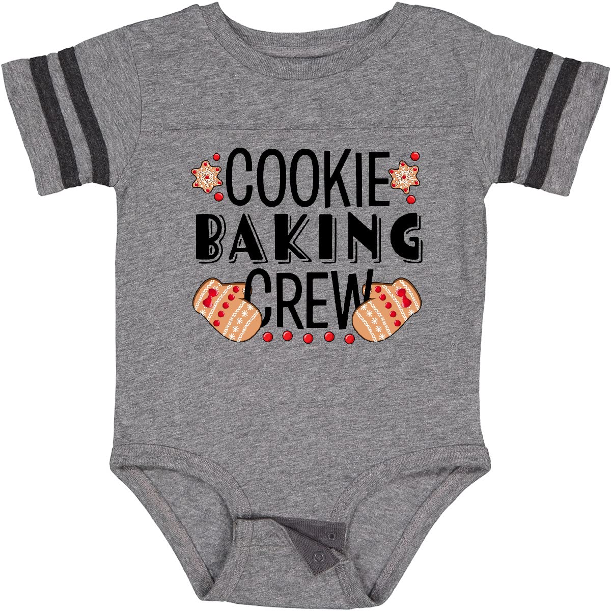 Inktastic Christmas Cookie Baking Crew Baby Bodysuit with Oven Mitts - Adorable Holiday Outfit for Baking & Family Photos