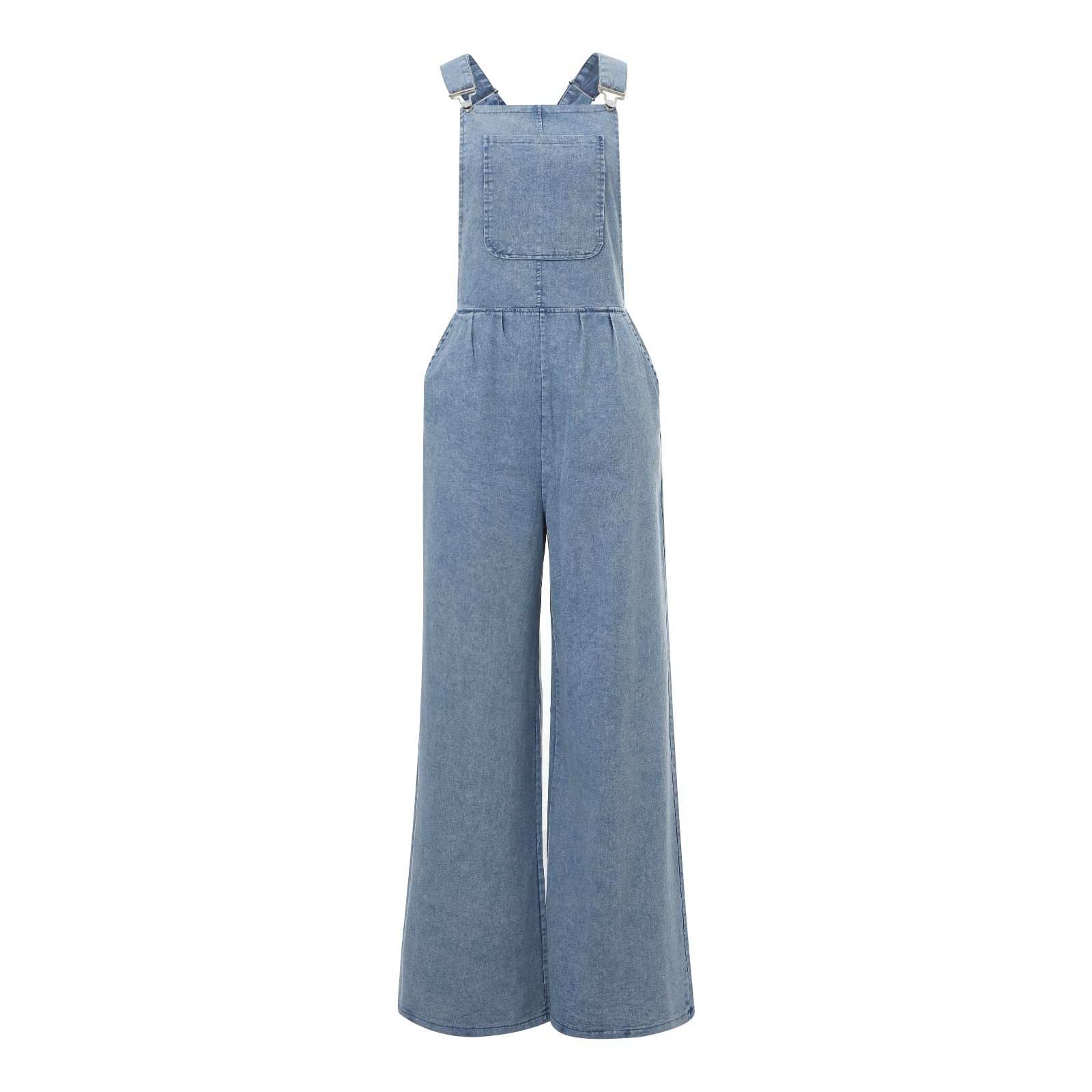 Women's Denim Bib Overalls - Casual Baggy Jumpsuit with Pockets & Wide Leg | Giraropa Solid Overalls for Women | Perfect for Workwear, Street Style & Outdoor Activities
