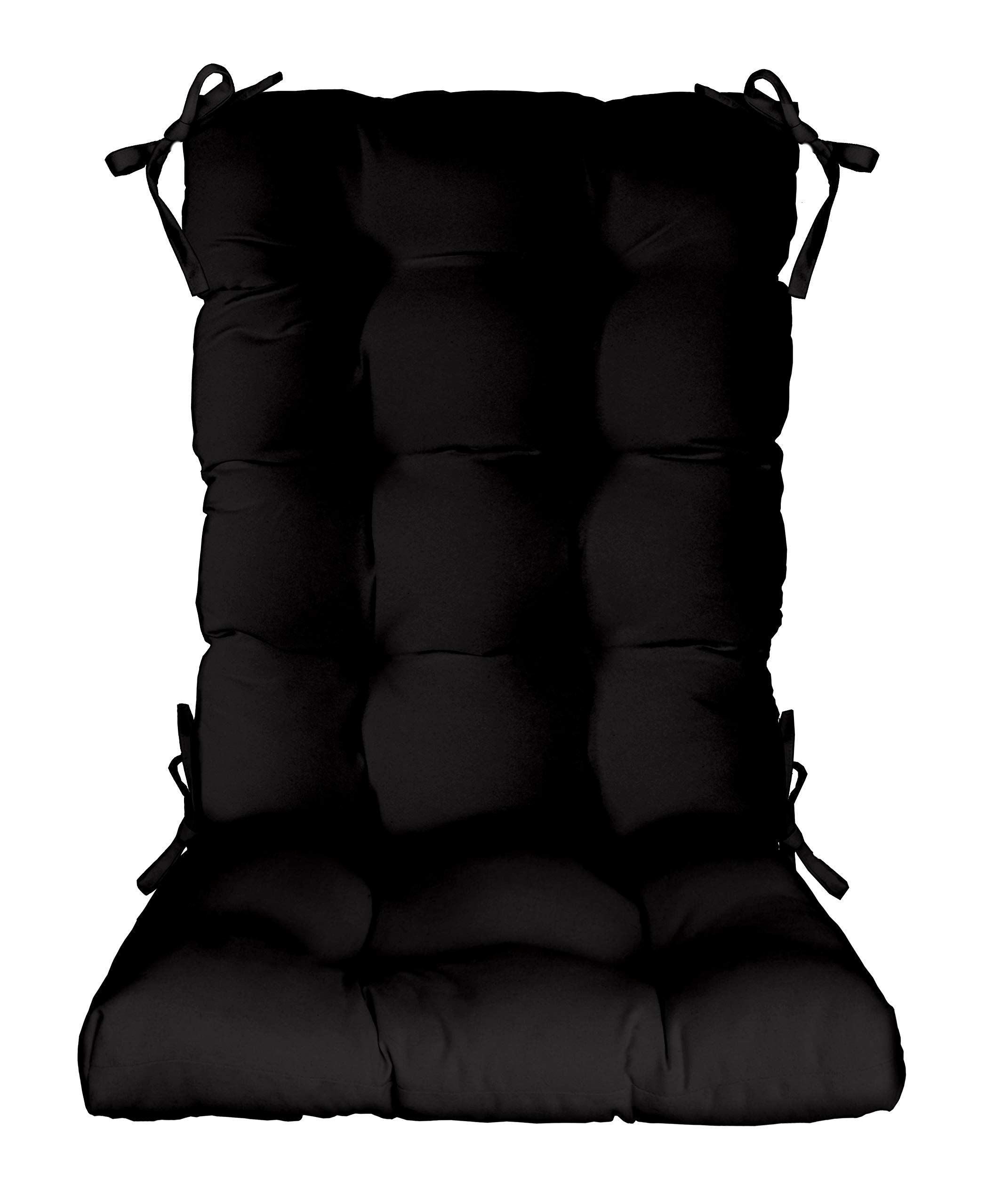 RSH Décor Indoor Outdoor Sunbrella Tufted Rocker Rocking Chair Cushion - Waterproof & UV Resistant Patio Furniture Cushion - Choose Size & Color (Standard, Canvas Black) - Perfect for Porch, Deck, Garden & Poolside Relaxation