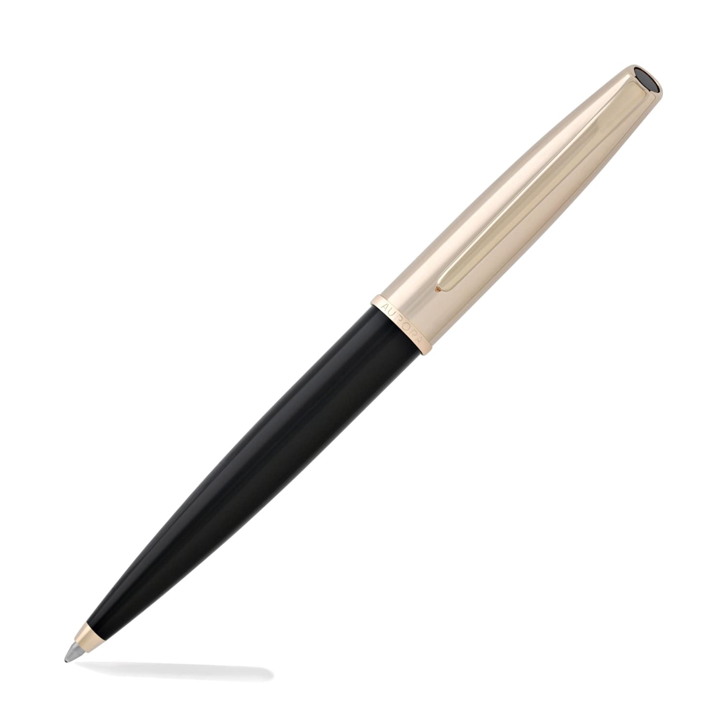 Aurora Style Black Resin Ballpoint Pen with Rose Gold Cap - Elegant Writing Instrument for Office, Business Gifts & Luxury Stationery Collection