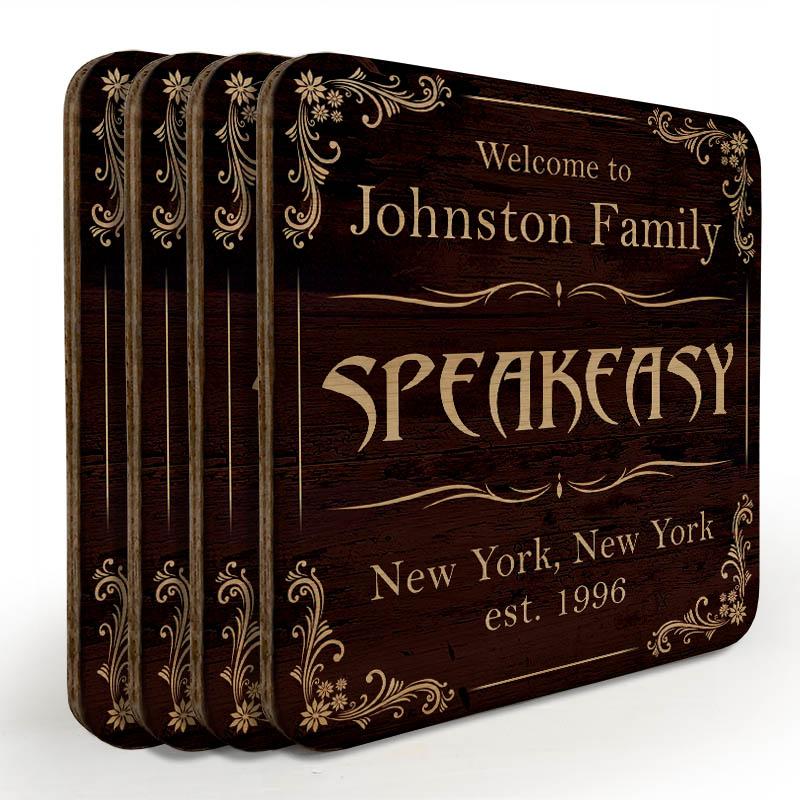 Customizable Wooden Square Coasters Set of 4 - Handmade Engraved Drink Coasters for Bar, Pub & Home Decor - Perfect for Whiskey, Cocktail & Coffee Lovers