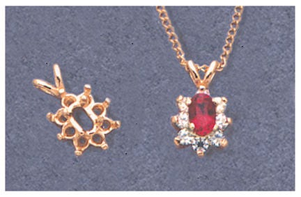 Premium 8x4 Marquise Pendant Setting in Solid Sterling Silver or 14K White/Yellow Gold with Accent - Handcrafted in USA | Perfect for Necklaces, Jewelry Gifts & Special Occasions