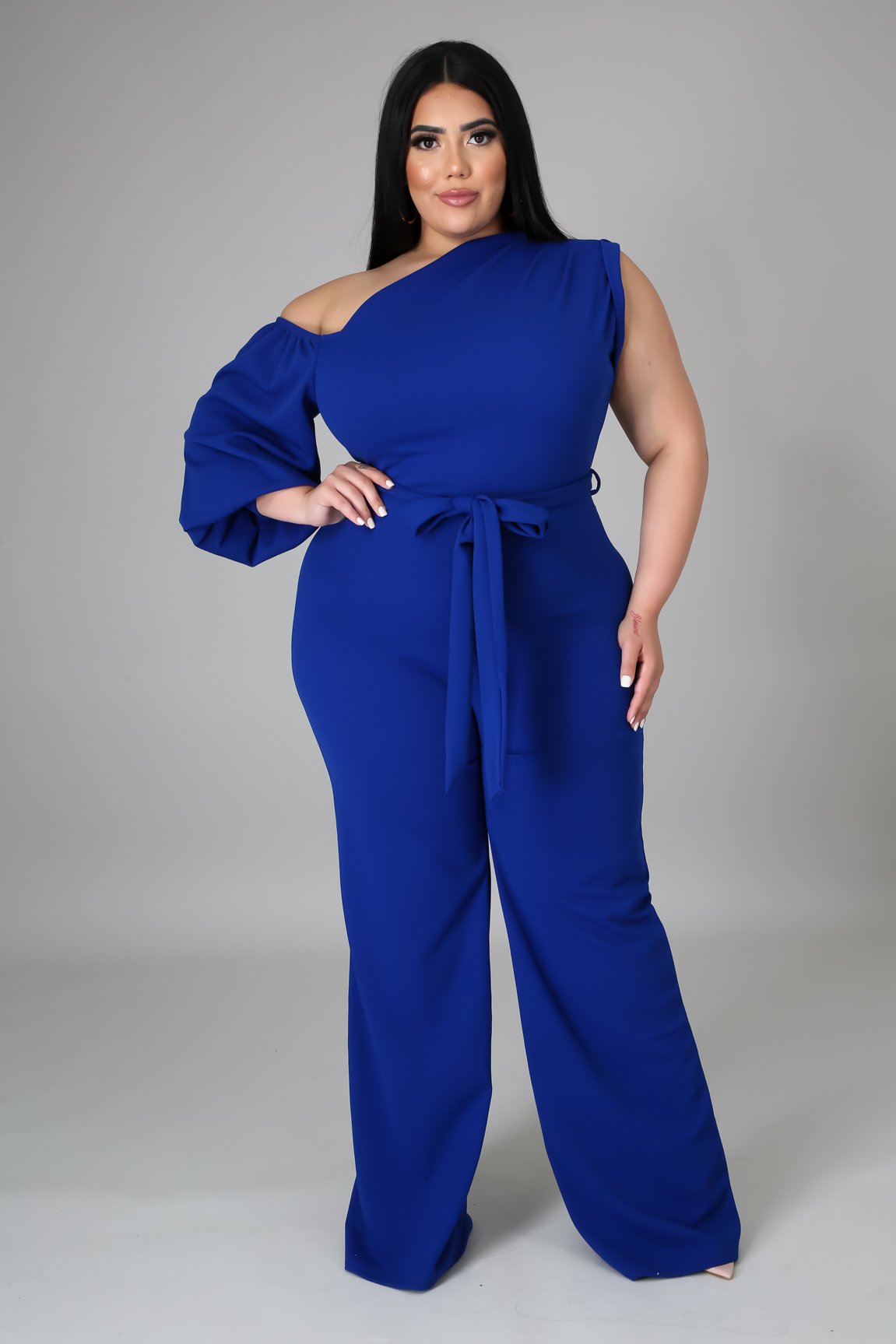 Jazleen Women's Curve Jumpsuit - Elegant Royal Blue One-Piece Romper for Casual Wear, Parties & Special Occasions