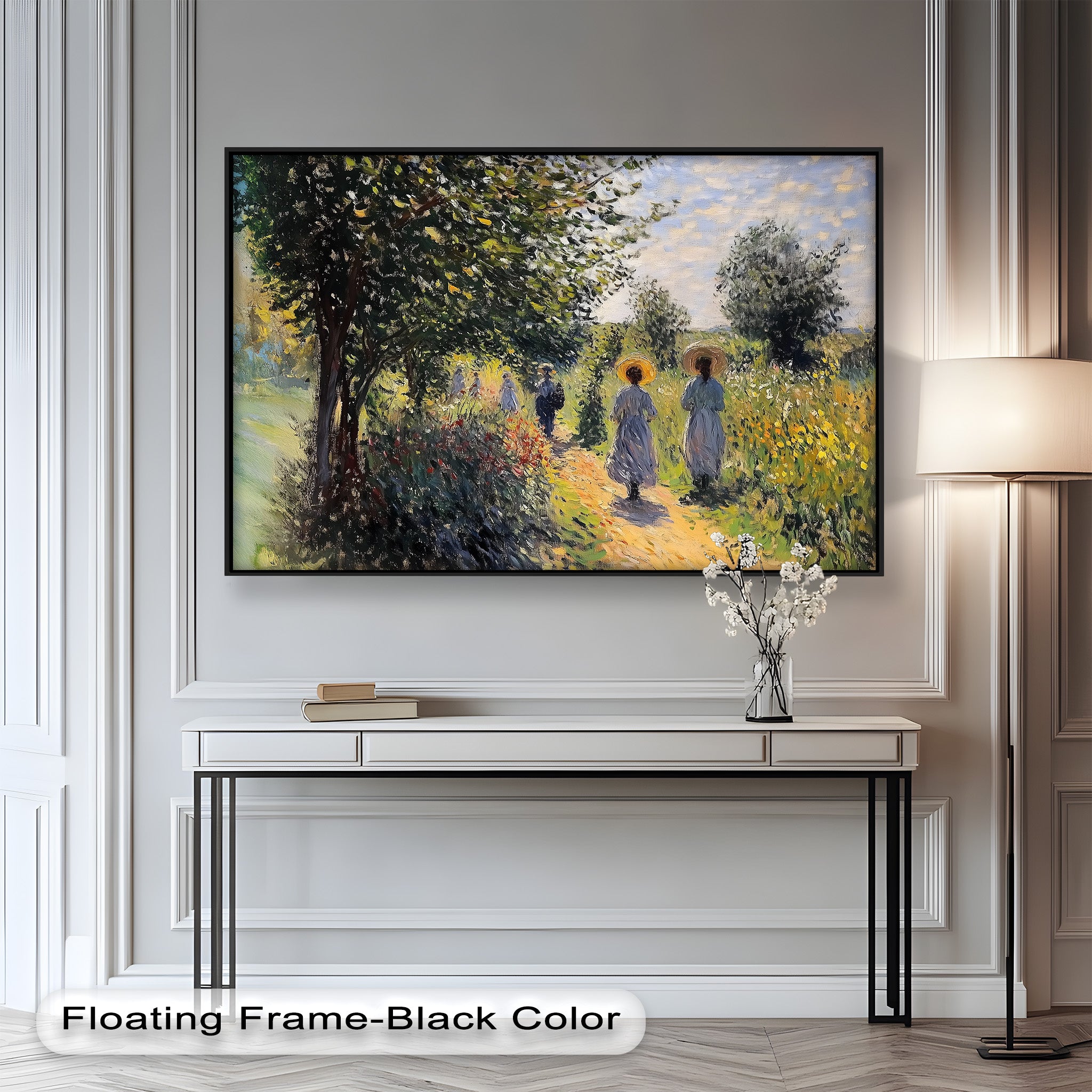 Afternoon Stroll - Sun Dappled Garden Walk Oil Painting Wall Art - Hand Painted Landscape Canvas for Living Room, Bedroom Decor - Perfect Gift for Home & Office