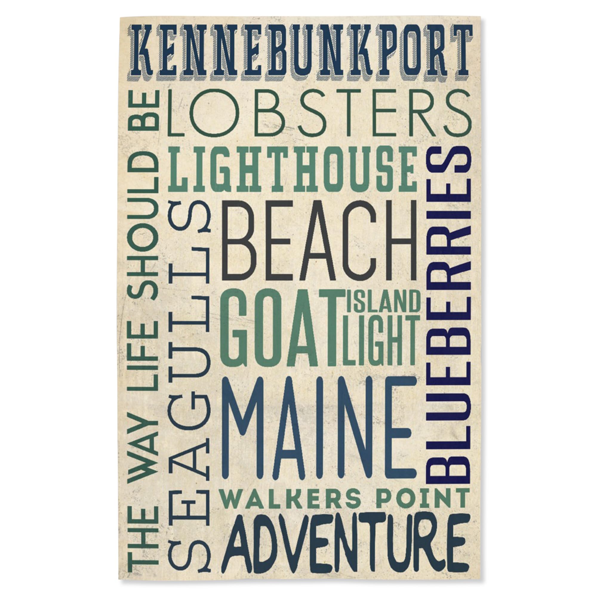 Lantern Press 16x24 Inch Giclee Art Print - Kennebunkport Maine Coastal Wall Decor with Typography | Perfect for Living Room, Bedroom & Office Wall Art