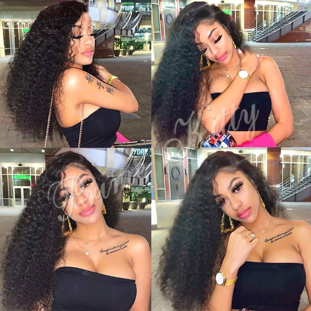 150% Density 9A Remy Brazilian Human Hair Wig for Black Women - Kinky Curly 360 Lace Frontal Wig with Baby Hair | Pre-Plucked Deep Curly 12