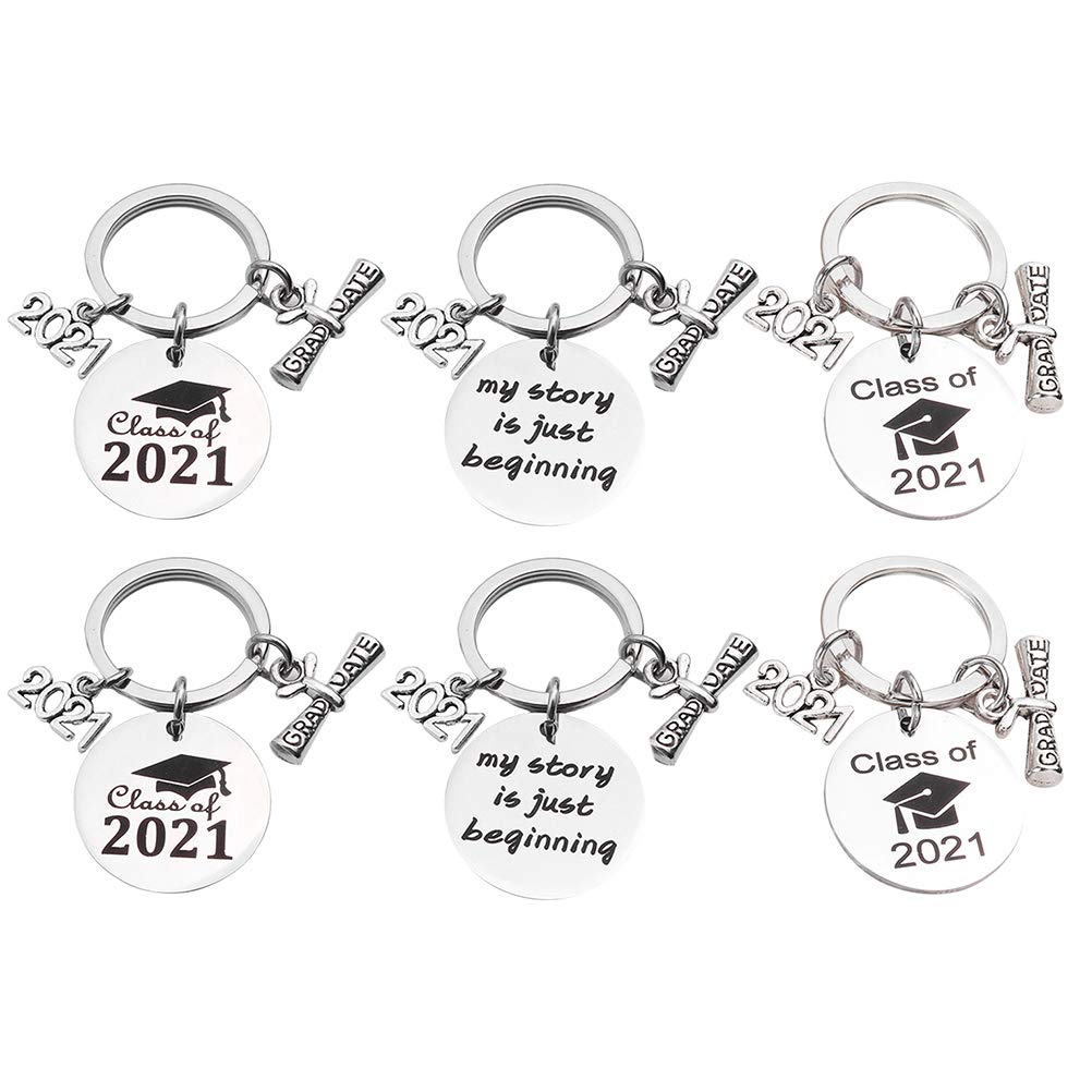 Amosfun 6pcs Letter Graduation Keychains for Women - Chic Bag Ornaments & Keyrings, Perfect for Graduation Gifts, Party Favors, and Daily Accessories