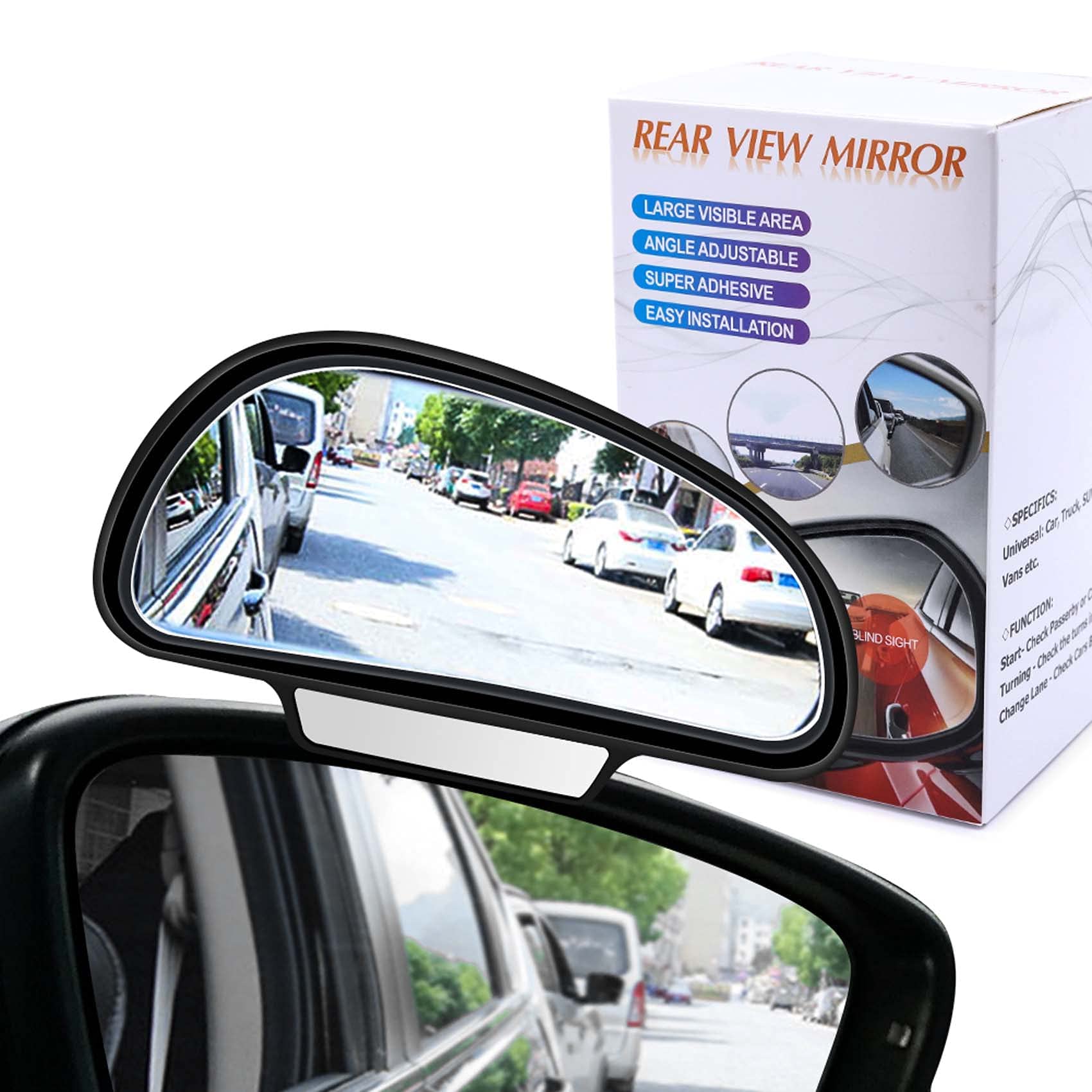 Universal Car Blind Spot Mirrors - Adjustable Wide Angle HD Glass Mirror with Strong Adhesive for SUV & Vehicles | Less than 5MM Frame | Enhances Driving Safety & Parking Visibility