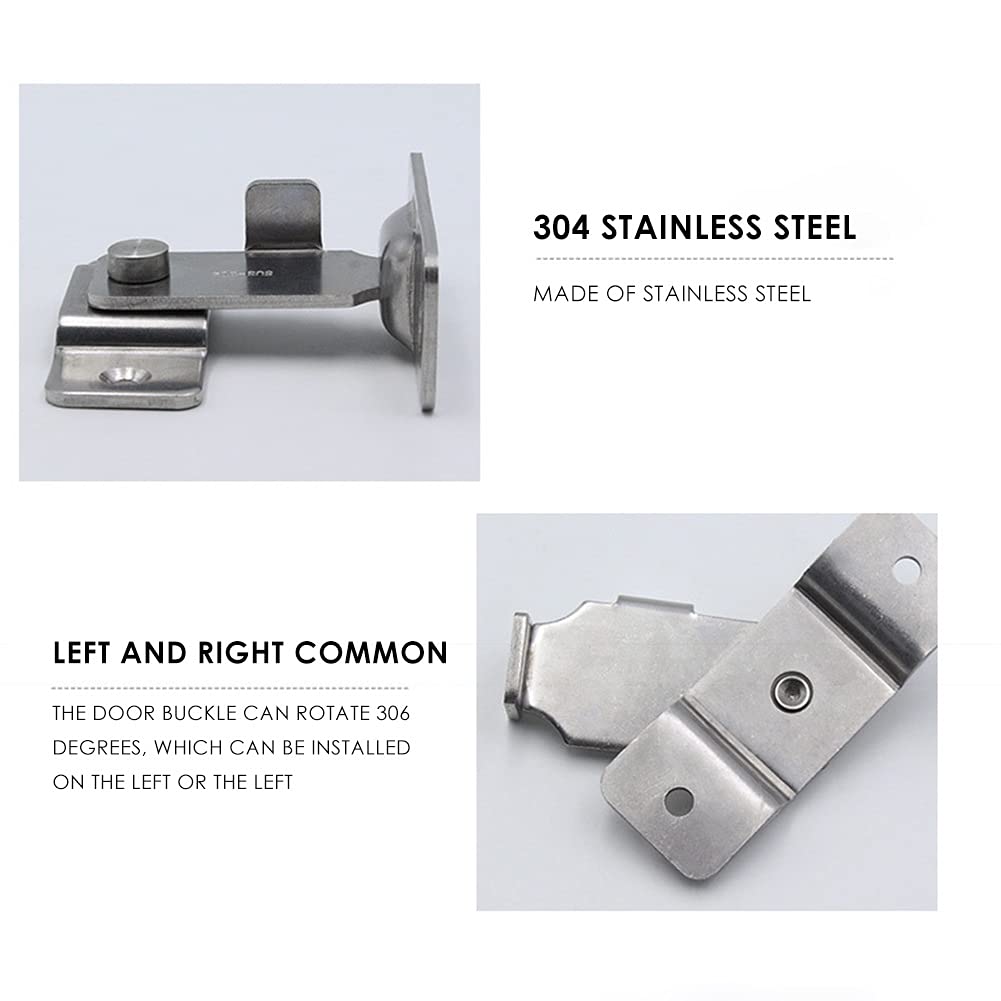 90 Degree Stainless Steel Door Latch - Right Angle Sliding Door Lock for Home Safety, Furniture Hardware Accessories (Medium Size) - Secure Cabinets, Closets & Sliding Doors