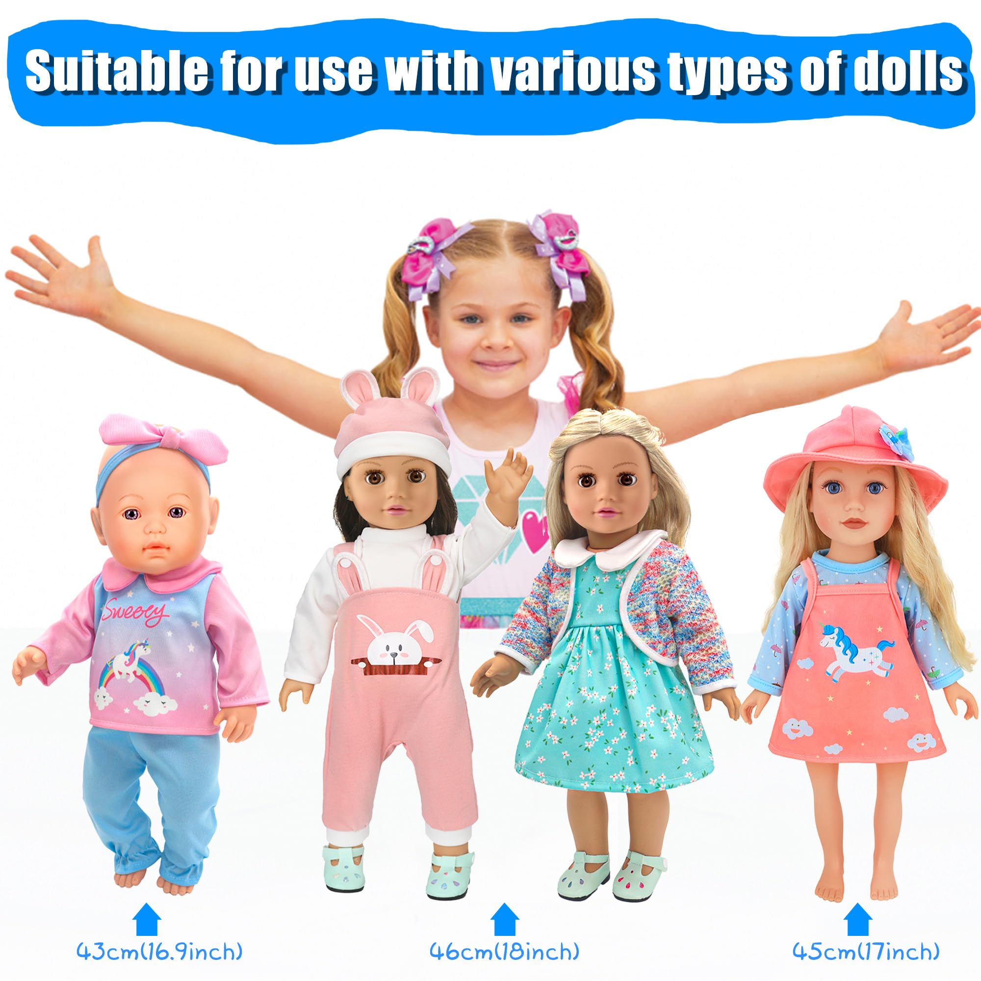 10 Sets Baby Doll Clothes & Accessories for 14-16 Inch Dolls - Fits 15