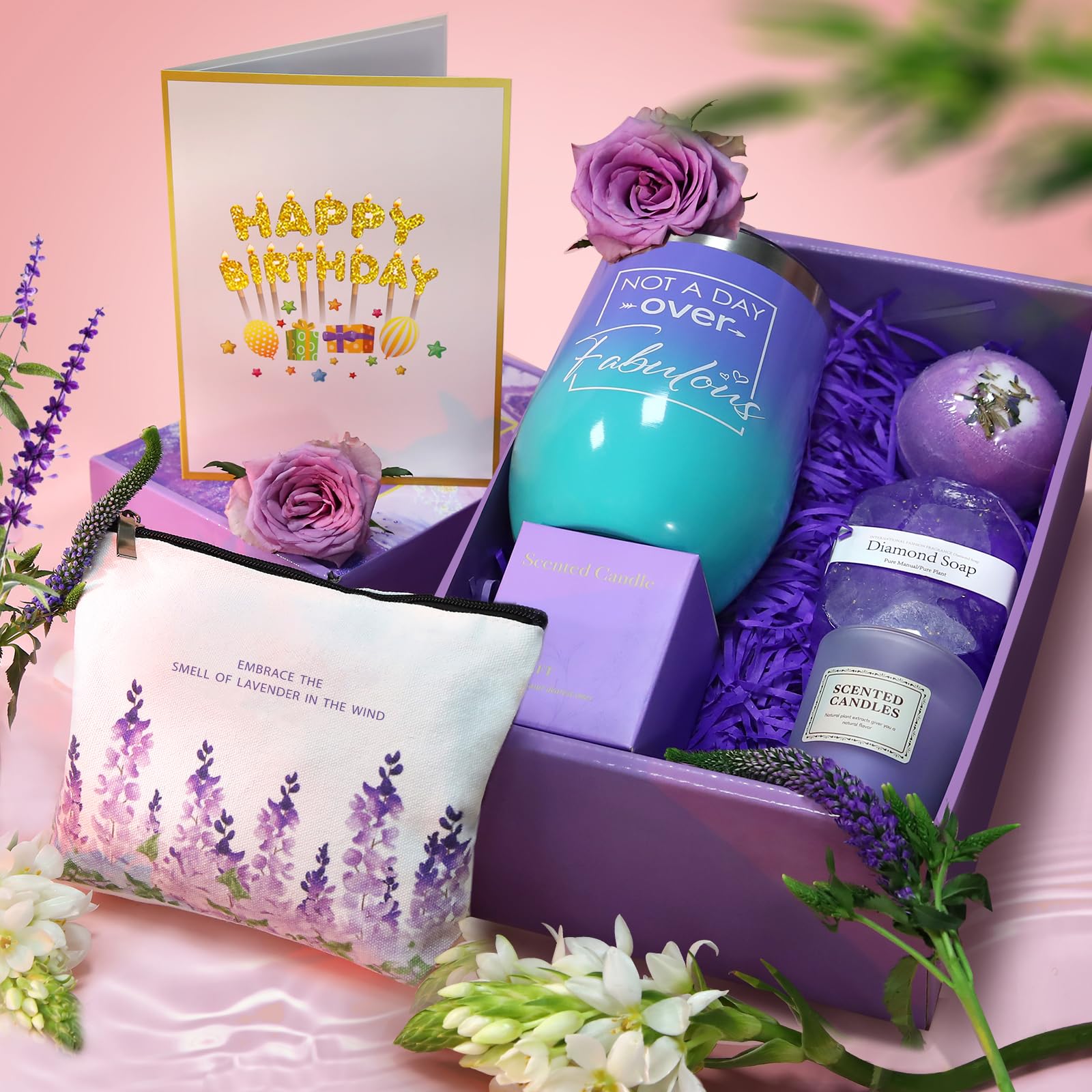 Unique Birthday Gifts for Women - Thoughtful Present for Mom, Best Friend, Sister or Daughter | Spa Gift Basket with Birthday Card | Perfect for Relaxing Bath Time & Special Occasions
