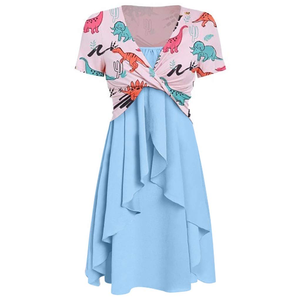 Kulywon Women's Dinosaur Print Sleeveless Two-Piece Summer Dress - Casual Outfit for Beach, Vacation & Streetwear Fashion