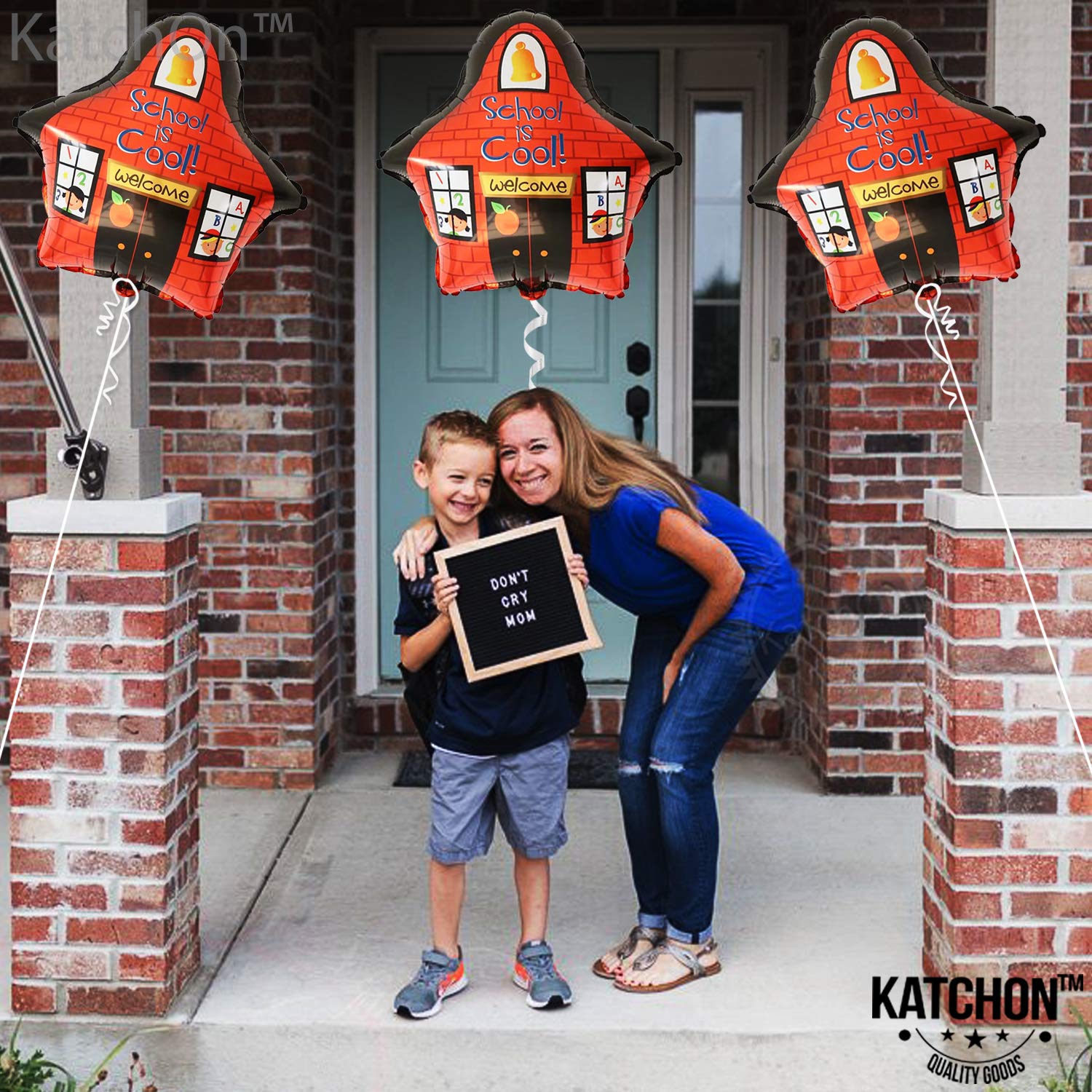 KatchOn Back to School Balloons - Pack of 3 Large Mylar Balloons for Classroom Decor, Kindergarten Welcome Party & School Celebration | Perfect for First Day of School, Teacher Appreciation & Classroom Door Decorations
