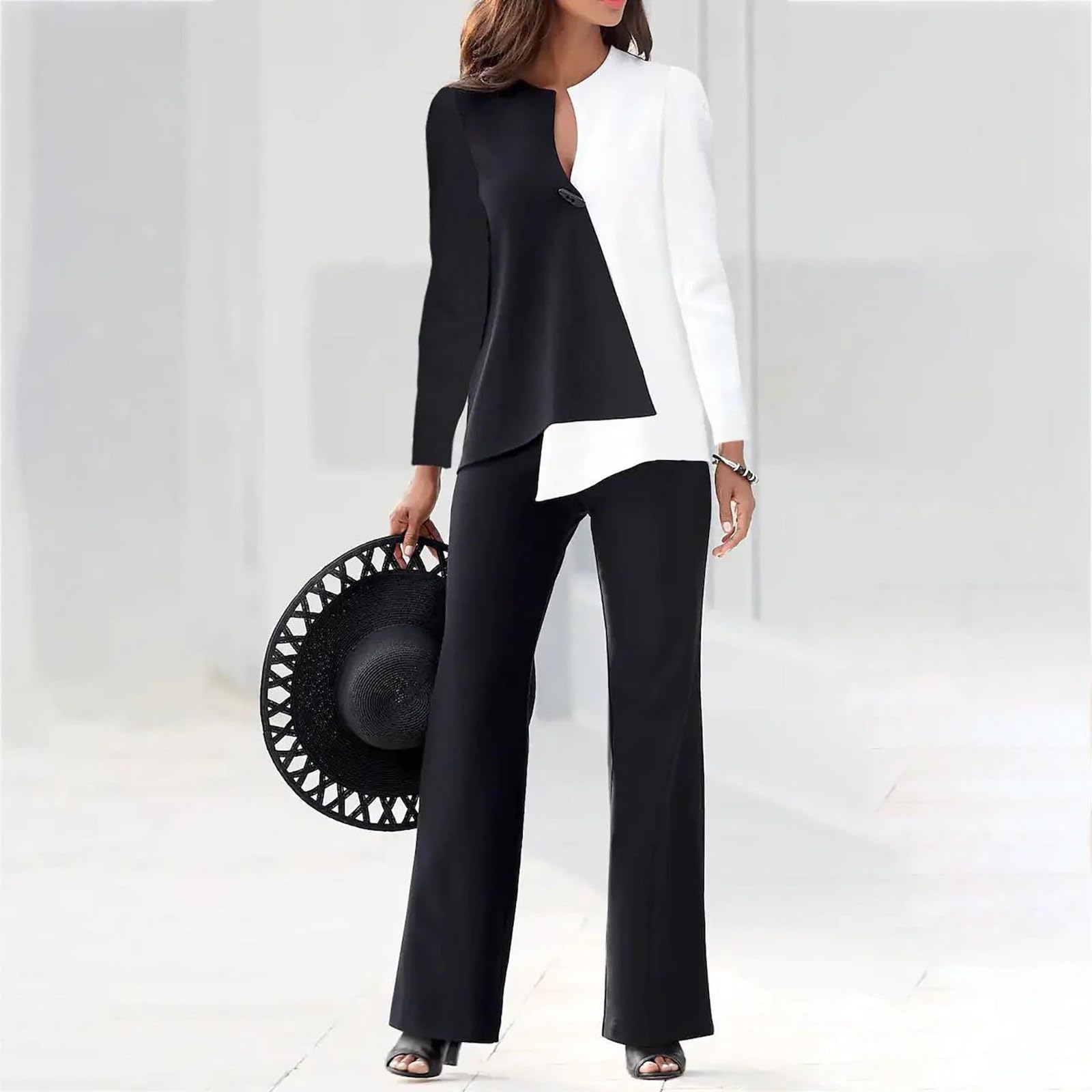 Women's Sequin Color Block Lounge Sets - Stylish Tracksuit with Straight Leg Pants for Fall Fashion | Cozy Homewear, Casual Outfits & Night Out Looks