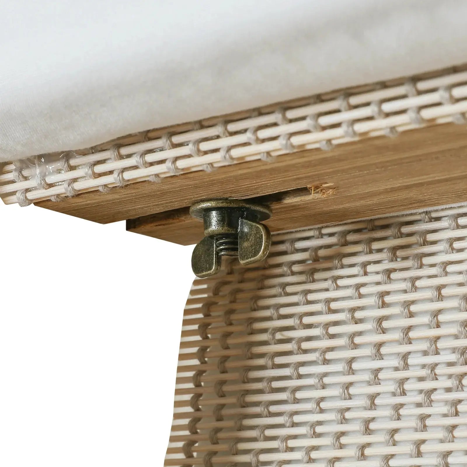Sybil Bamboo Roman Shade - Natural Wall White Window Treatment for Living Room & Bedroom