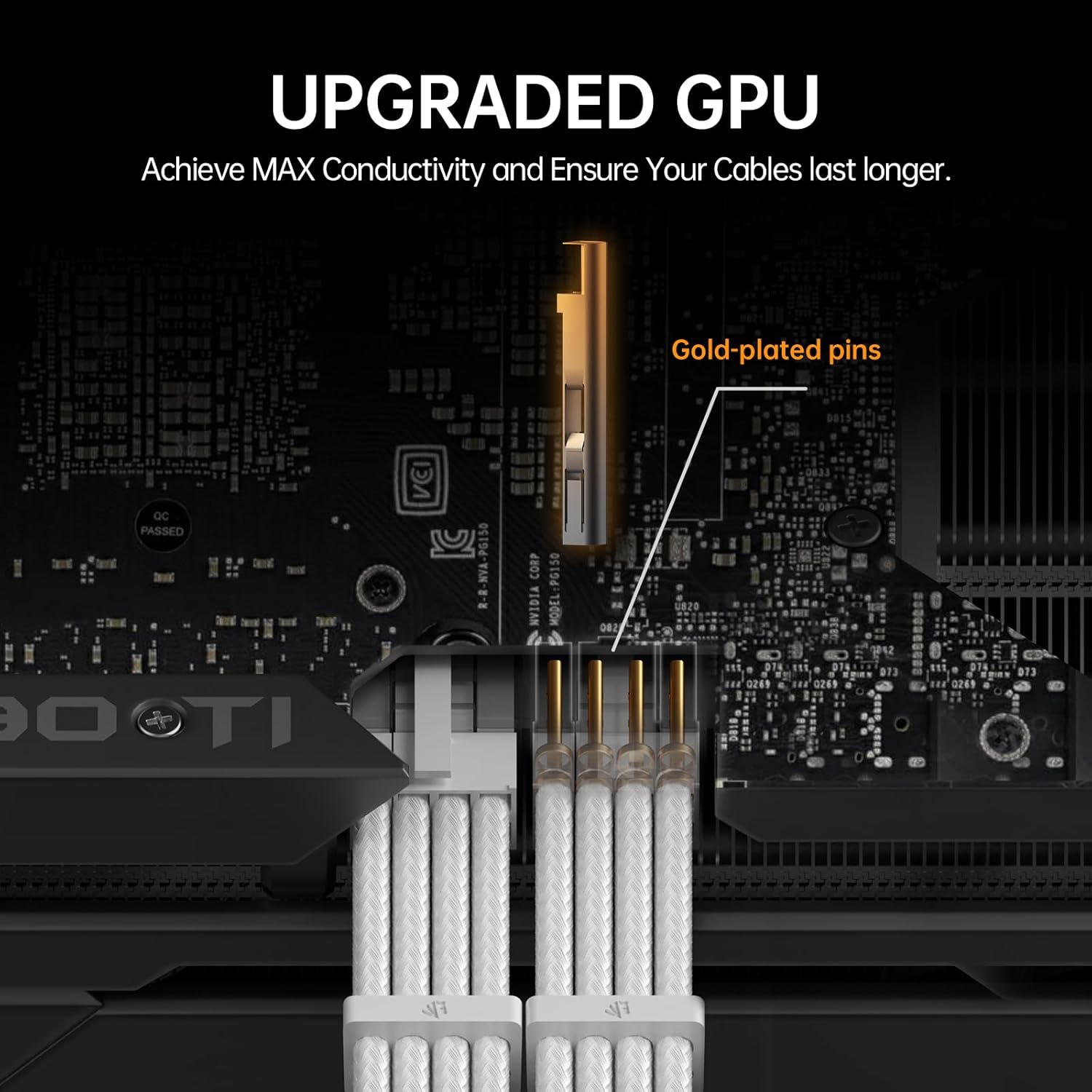 Asiahorse White Sleeved PSU Extension Cable Kit - 18AWG Cotton Braided Custom PC Mod Cables (4-Piece Set) for Gaming PC Build, Custom Rig, and Computer Modding Projects