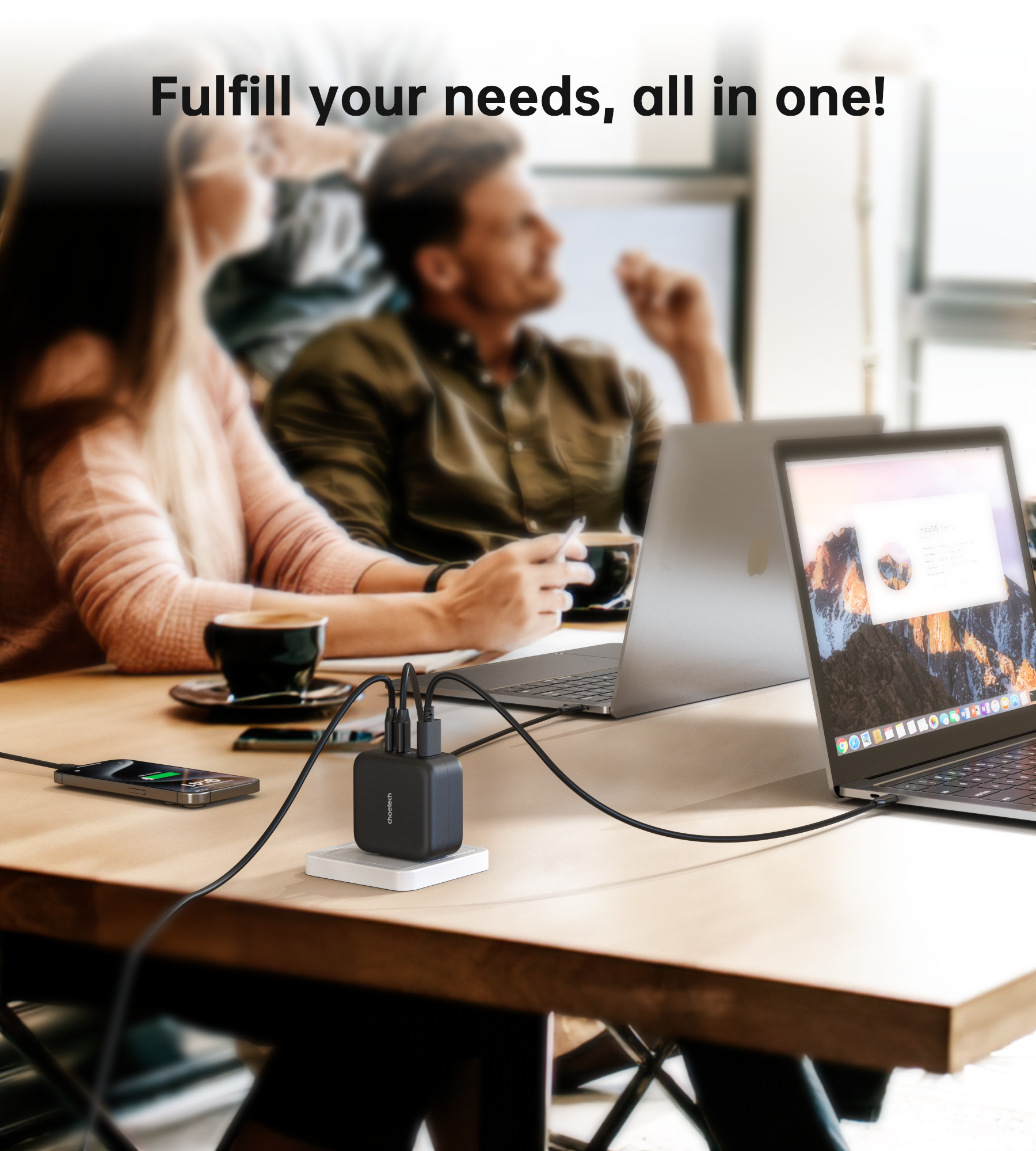 70W GaN Wall Charger with 3 USB-C & 1 USB-A Ports - Ultra Fast Charging for iPhone 15/14/13, MacBook, iPad, Samsung Galaxy - Compact Travel Charger for Home, Office & Car