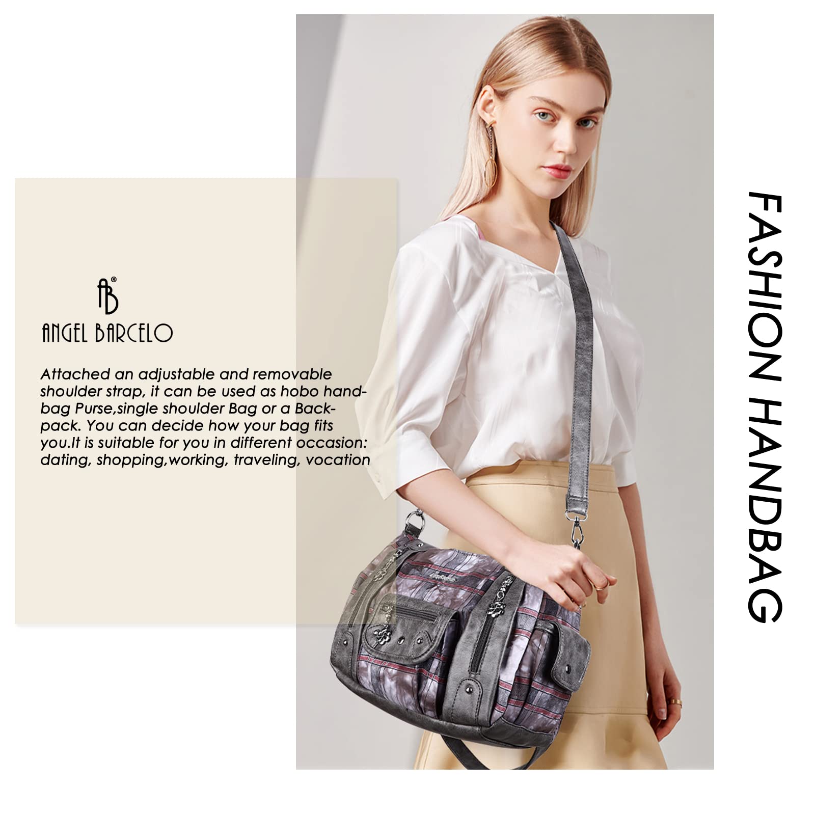 Angel Barcelo Women's PU Leather Shoulder Bag - Stylish Hobo Purse for Ladies & Girls | Perfect for Work, Shopping & Daily Use