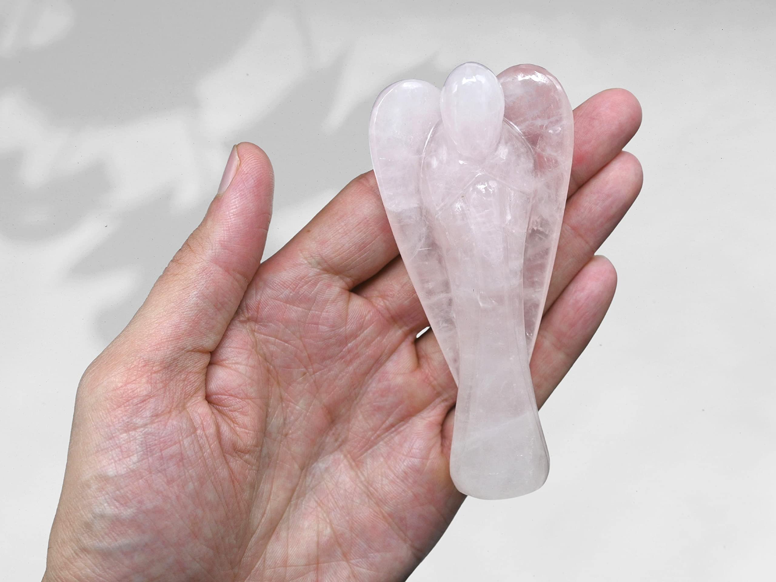 Rose Quartz Angel Figurine - 4 Inch Healing Crystal Pocket Guardian Angel for Protection, Love & Positive Energy - Perfect for Meditation, Home Decor & Spiritual Gifts