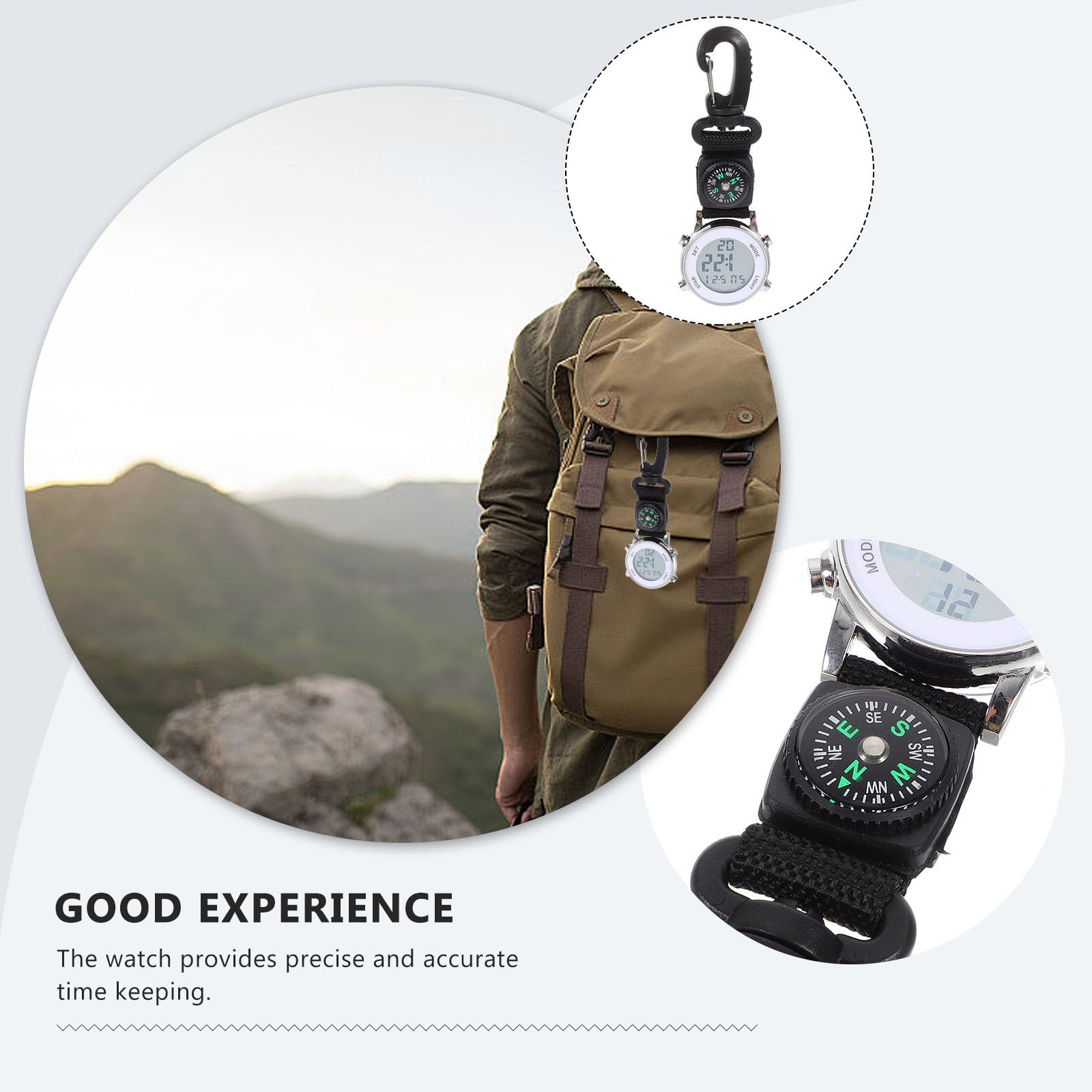 Mikikit Digital Pocket Watch with Clip - Quartz Hanging Buckle for Backpack, Outdoor Sports & Hiking - Perfect for Camping, Travel and Adventure Activities