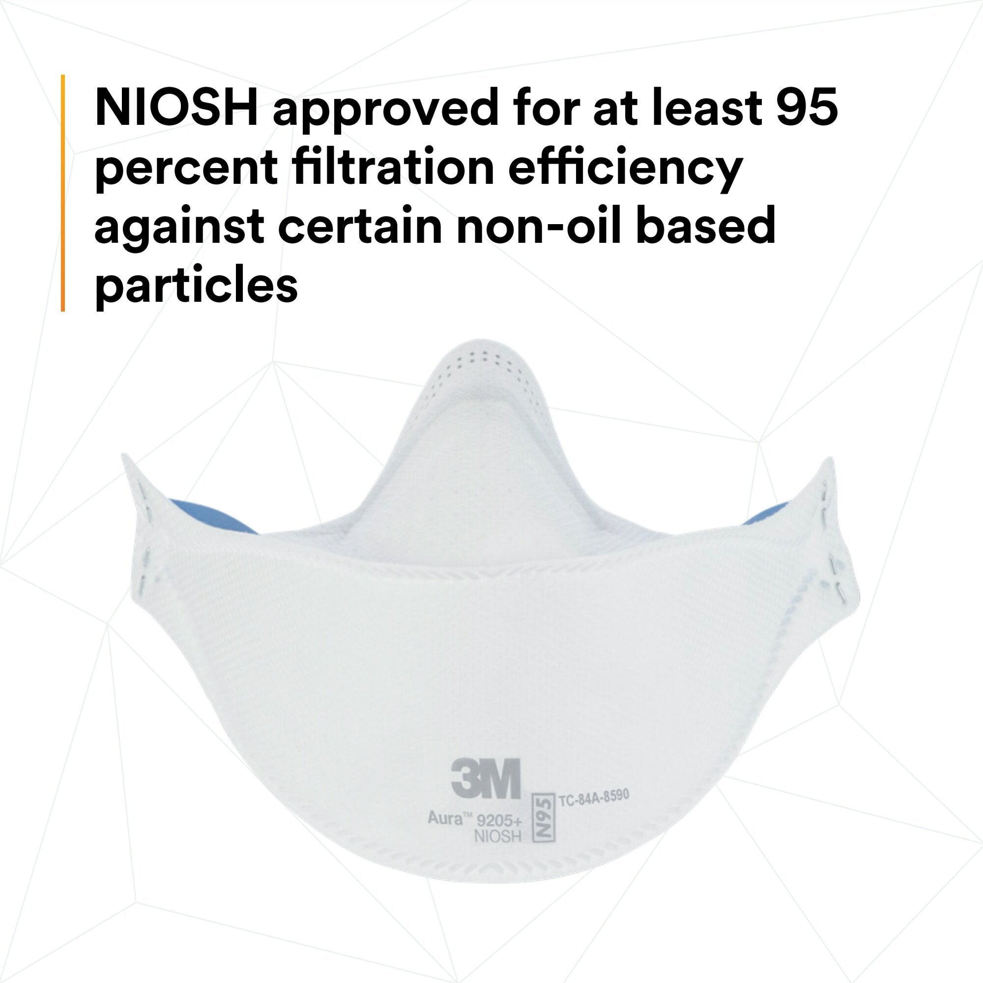 3M Aura Particulate Respirator 9205+ N95 Masks - 20 Pack, NIOSH Certified for Dust, Pollen & Airborne Particles Protection - Ideal for Construction, Woodworking & Home Improvement Projects