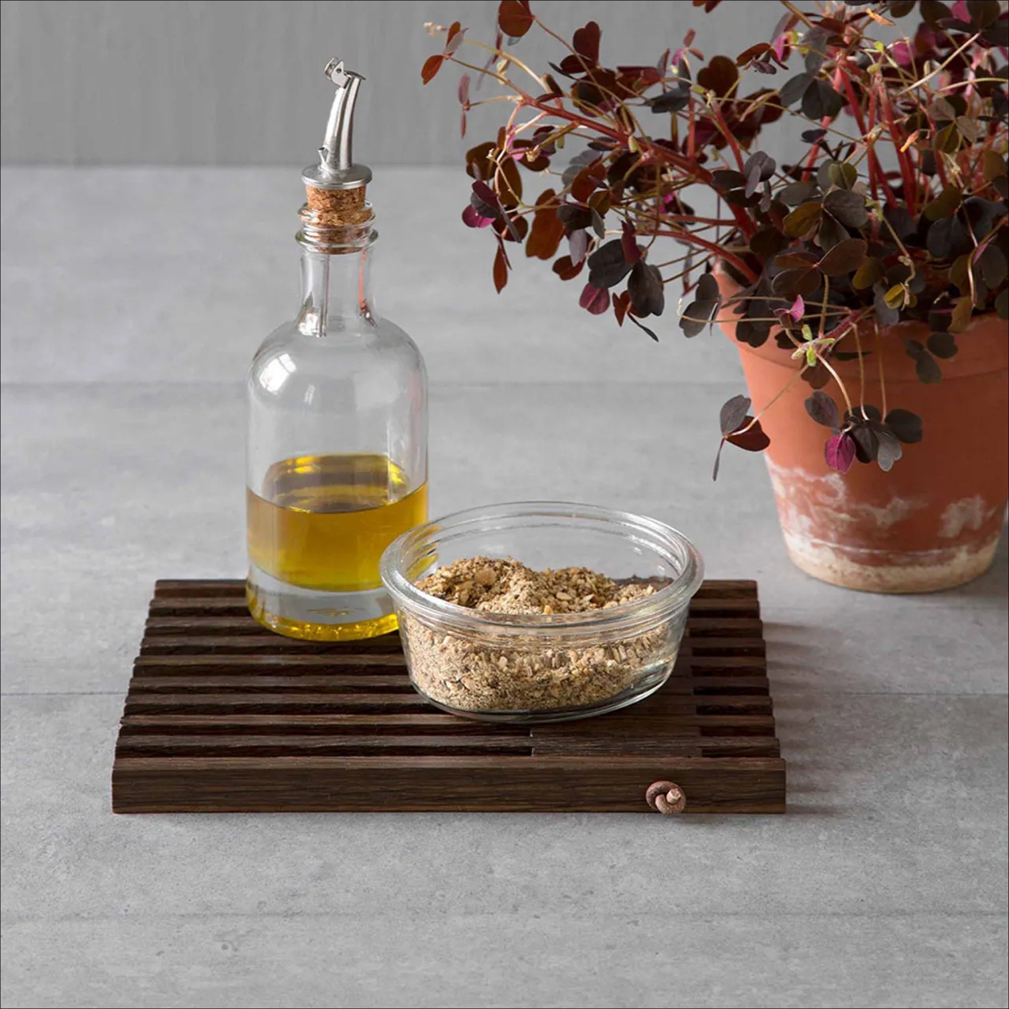 EKTA LIVING Wooden Table Frame Trivet - Smoked Oak Heat Resistant Coaster for Dining Table, Kitchen Counter & Hot Pots - Natural Wood Home Decor