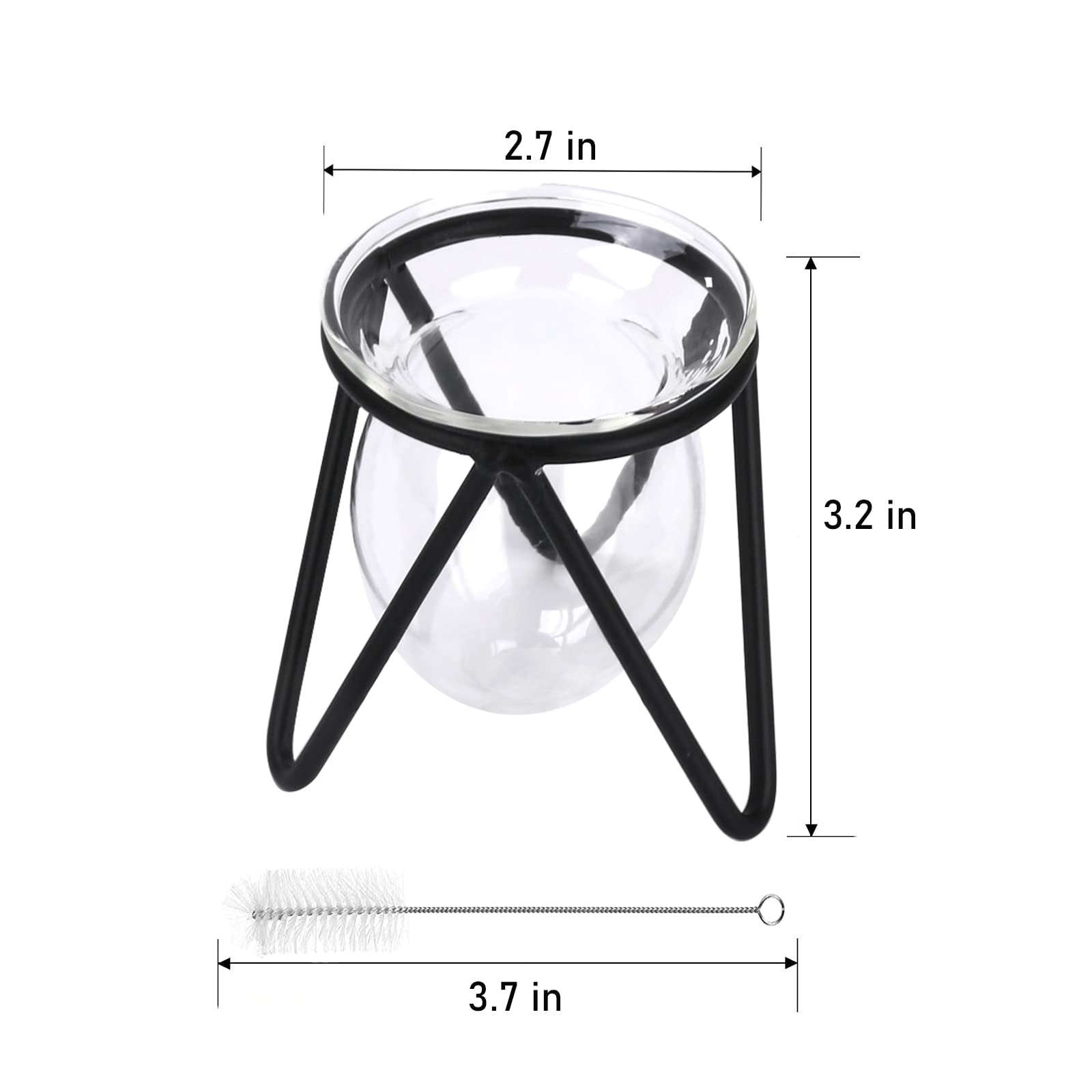 Metal Stand Plant Terrarium - Glass Bulb Vase for Hydroponic Plants | Indoor Home, Office & Garden Decor | Perfect for Succulents, Air Plants & Small Herbs
