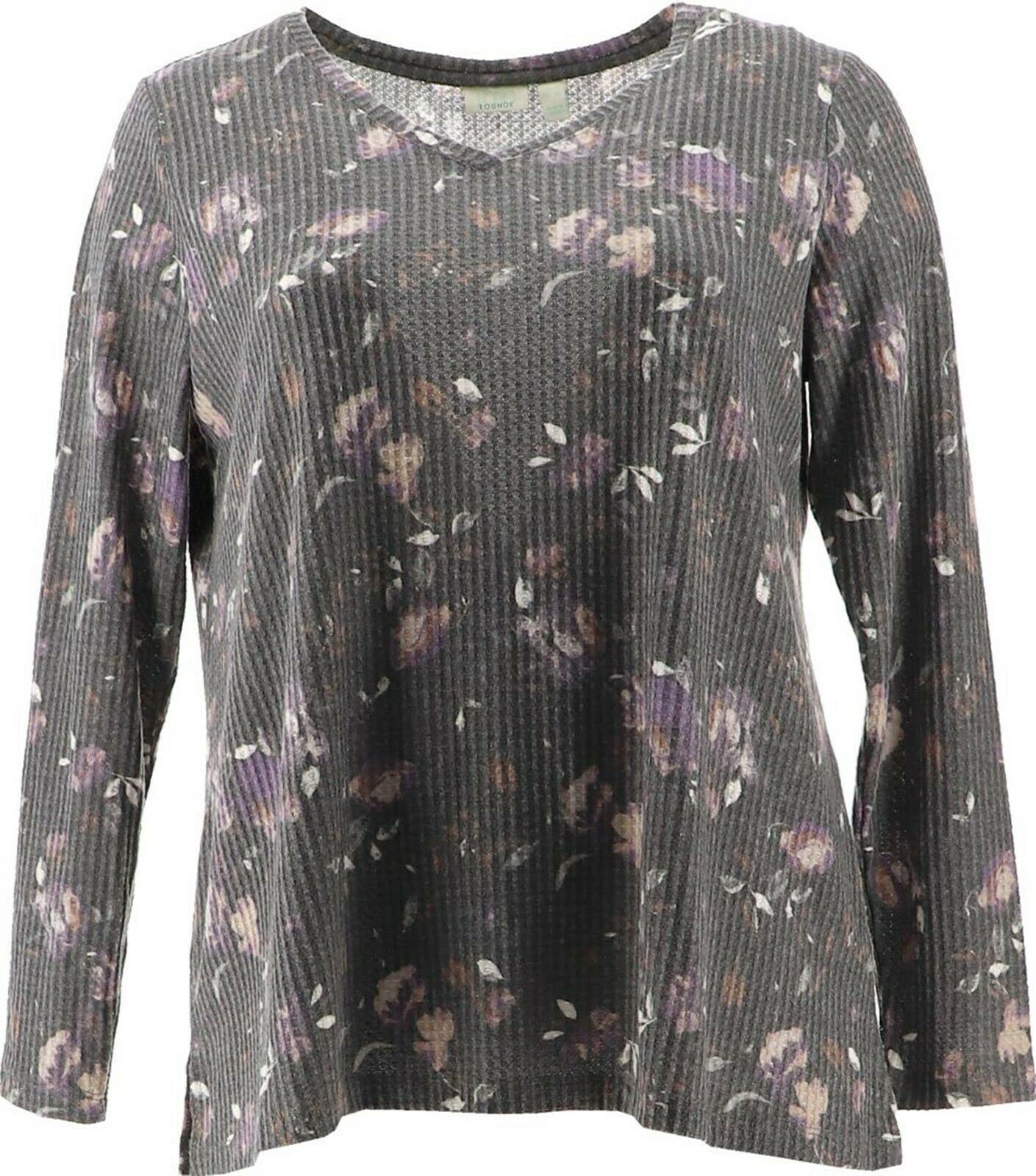 Logo Lounge Lori Goldstein V-Neck Waffle Knit Top A389996 | Women's Casual Pullover Sweater | Perfect for Fall Layering & Cozy Outfits