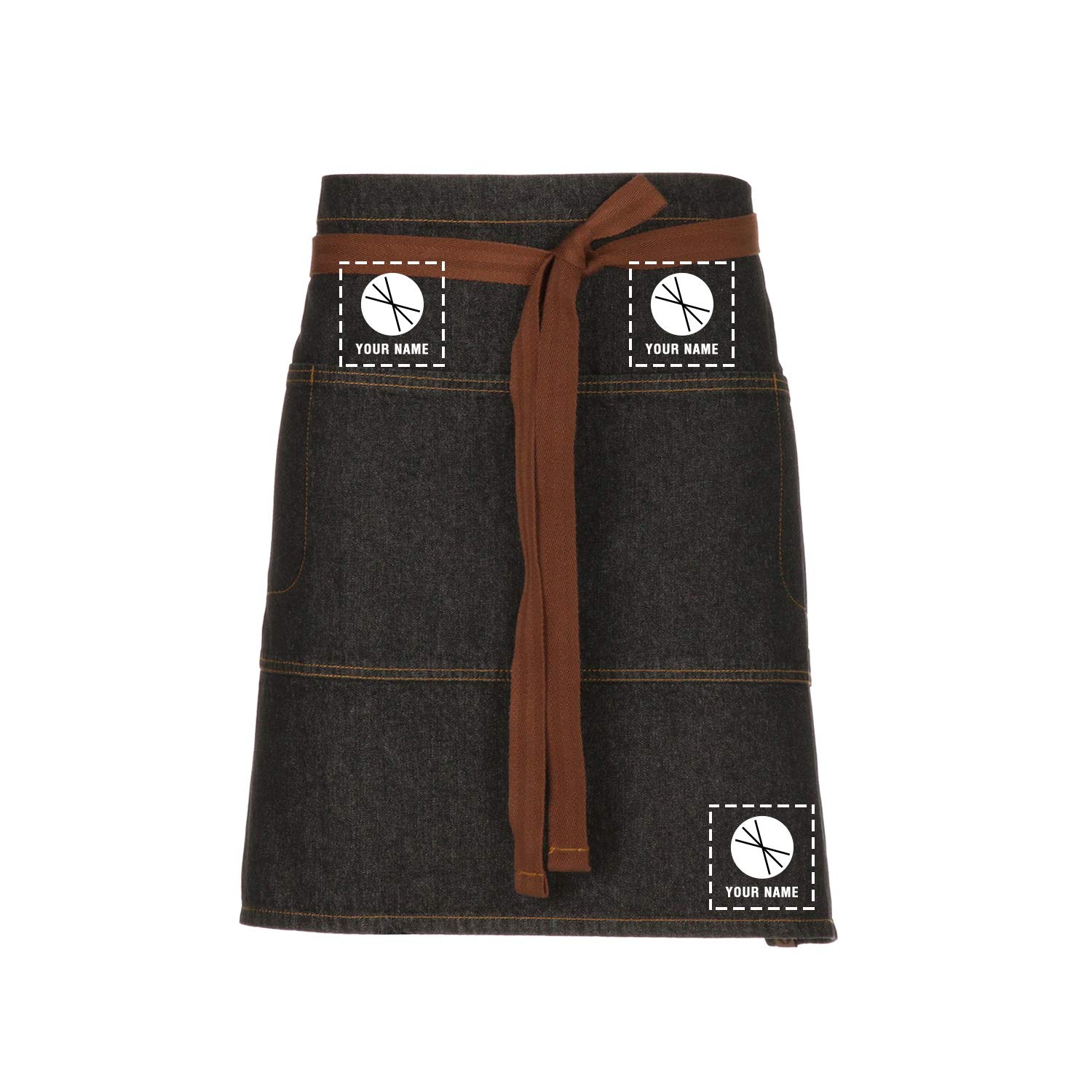 Chef Works Custom Unisex Memphis Half Bistro Apron - Premium Adjustable Waist Kitchen Apron for Cooking, Baking & Grilling - Ideal for Chefs, Bartenders & Home Cooks
