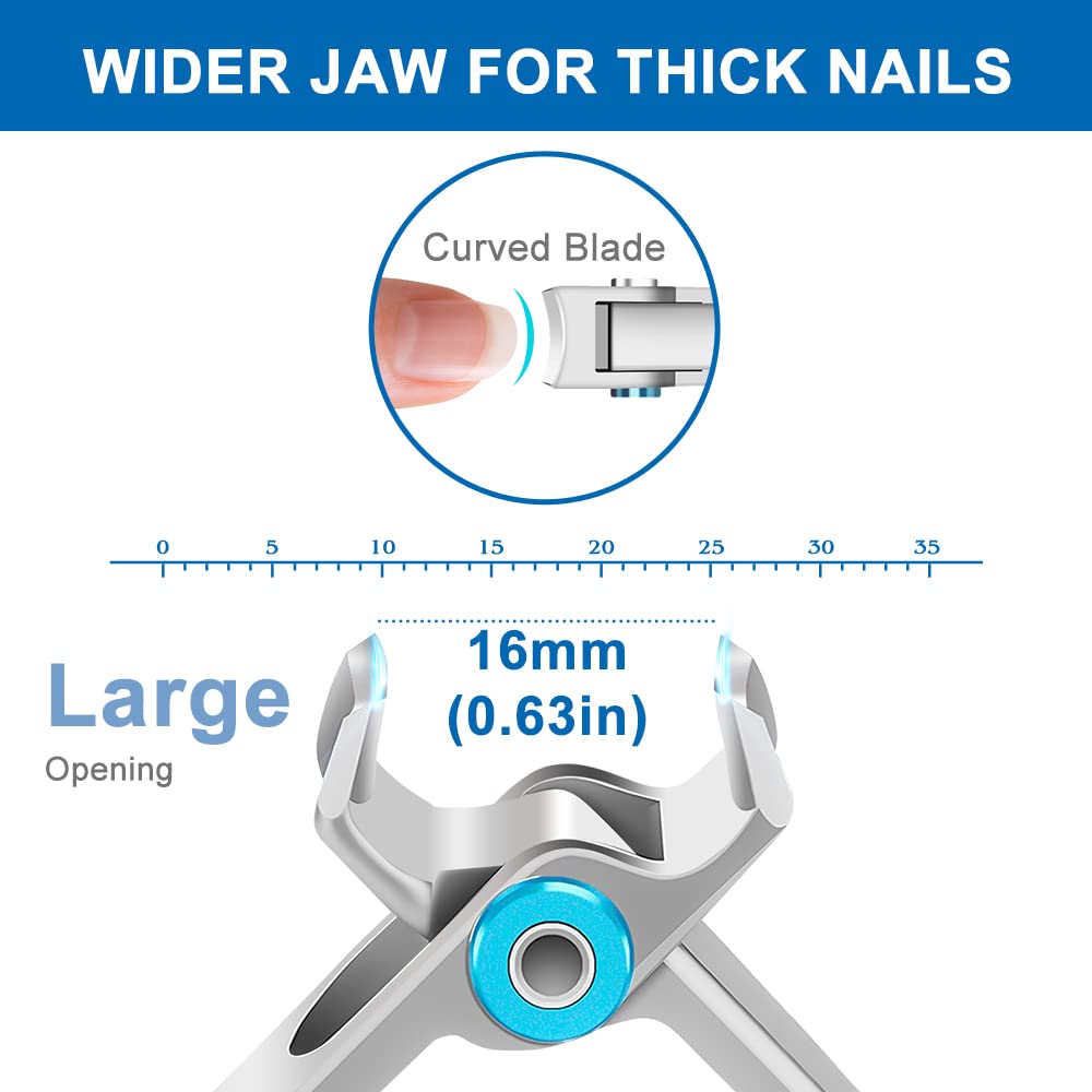 Heavy Duty Nail Clippers for Men with Thick Nails - 16mm Wide Jaw Opening Large Toenail & Finger Clippers - Ultra Sharp Professional Nail Cutter for Tough Nails - Perfect Father's Day Gift for Dad & Men's Grooming Kit Essential