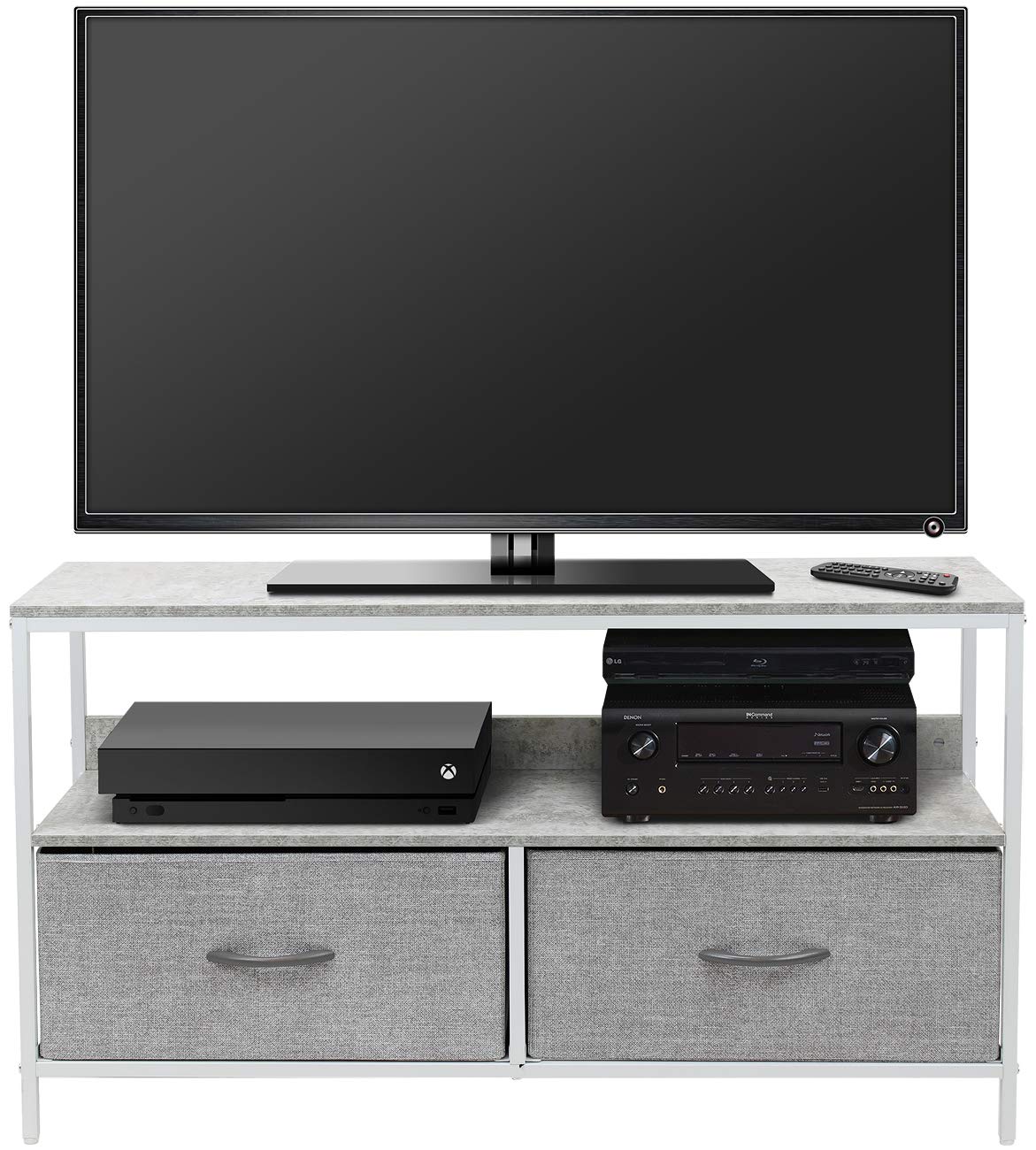 Sorbus TV Stand with 2 Drawers - Modern TV Riser Chest with Storage - Sturdy TV Stand for Living Room, Bedroom, Dorm & Closet - Perfect for Organizing Electronics, Media & Home Decor
