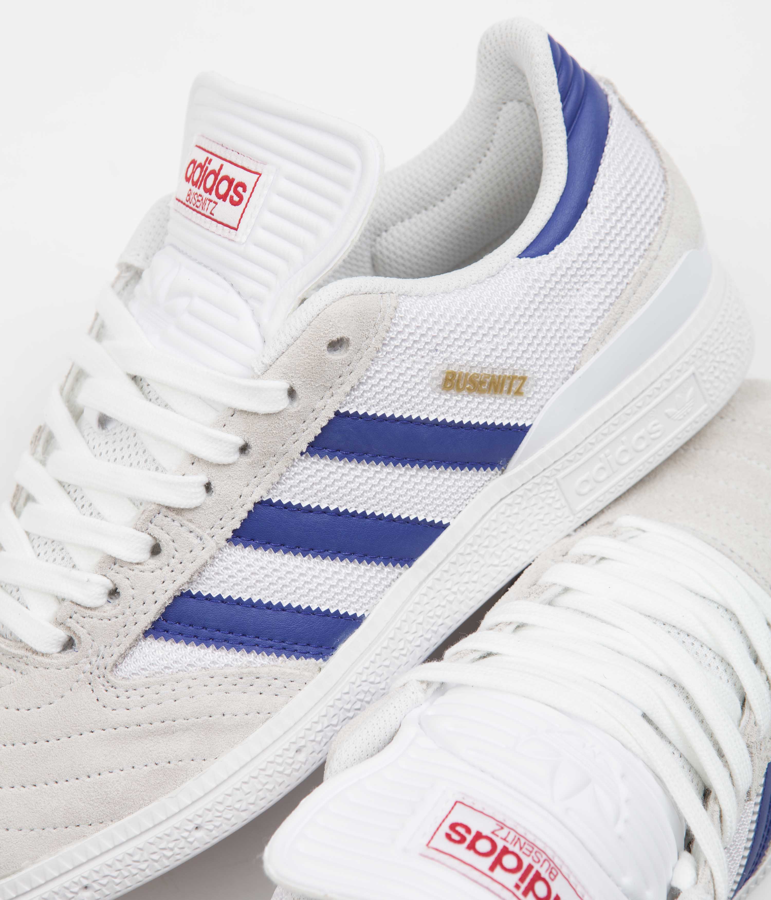 Adidas Busenitz Pro Skate Shoes for Men - Crystal White/Semi Lucid Blue/Gold Metallic - Durable Sneakers for Skateboarding & Streetwear Fashion