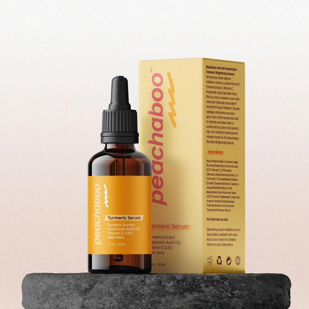 Peachaboo Turmeric Brightening Serum 30ml - Natural Skin Brightening & Glow Booster - Perfect for Dull Skin & Hyperpigmentation Care