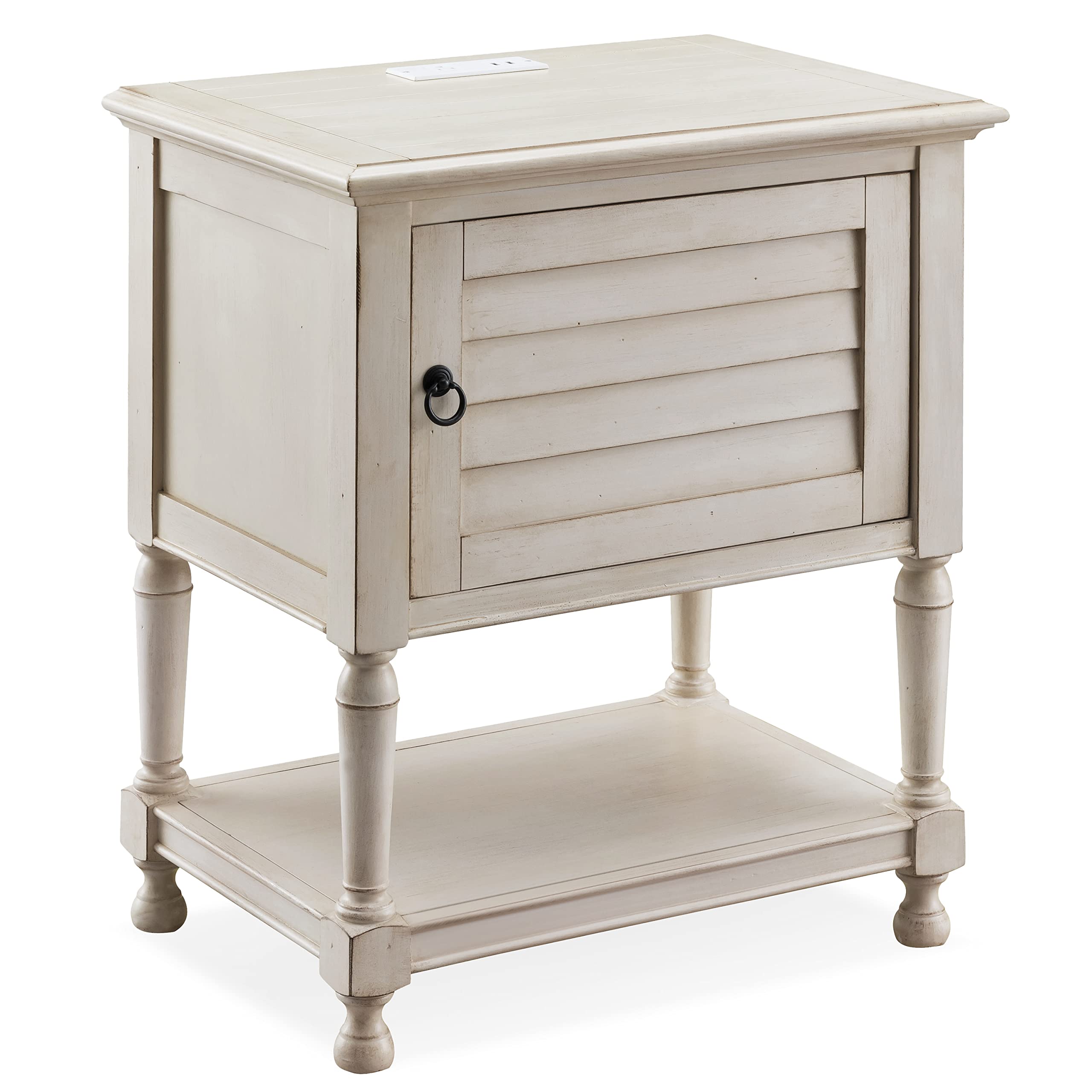 Leick Home White Night Stand with USB Charging Station - Modern Bedside Table for Bedroom, Living Room, or Office - Perfect for Phones, Tablets & Reading Lamps