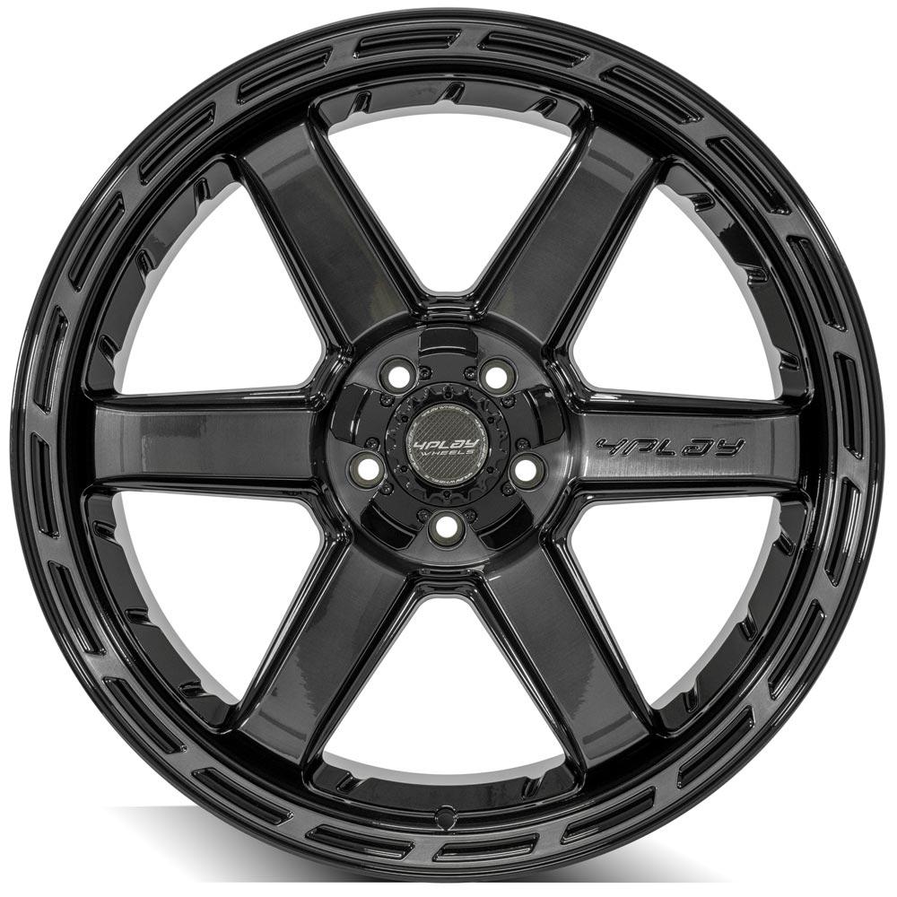 4Play Gen3 4P63 Gloss Black Wheels 22x10.0 with Brushed Face & Tinted Clear Finish - 5x127/5x139.7mm Bolt Pattern 87.1mm Hub - Perfect for Off-Road Trucks and SUVs