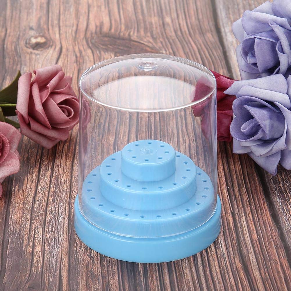 48 Holes Nail Drill Bit Holder - Plastic Nail Drill Bracket & Storage Box - Professional Drill Bit Display Organizer for Manicure & Pedicure (Blue) - Perfect for Salon, Home Nail Care & Travel Use