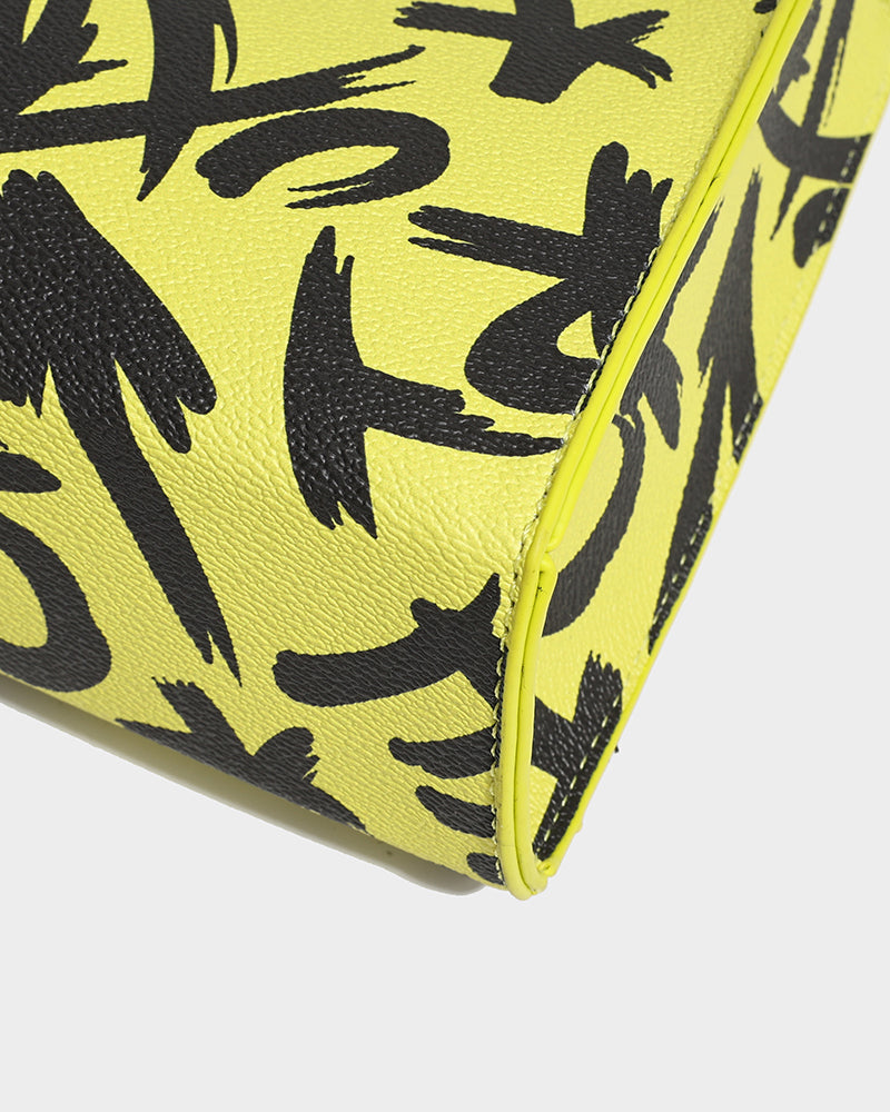 Trendy Yellow Graffiti Shoulder Bag for Women & Men - Stylish Crossbody Purse for Streetwear, Travel & Daily Use