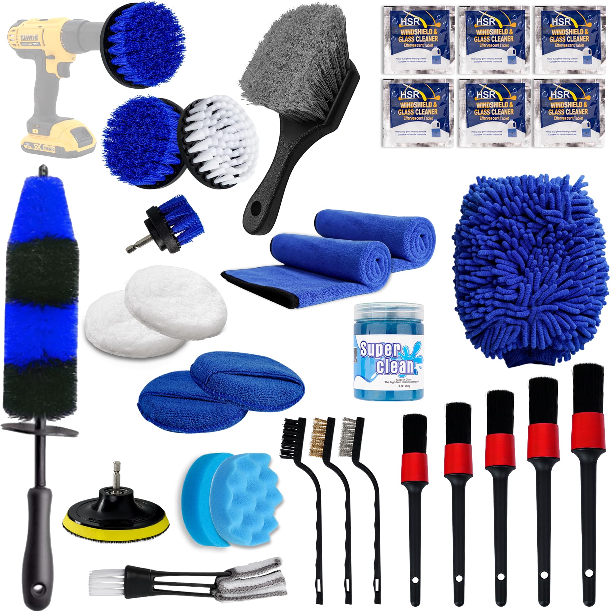 31-Piece Professional Car Detailing Kit - Interior & Exterior Cleaner Set with Detailing Brushes, Car Wash Tools - Reusable Auto Care Kit for Cars, Trucks, Motorcycles - Perfect for Home Detailing, Car Wash & Vehicle Maintenance