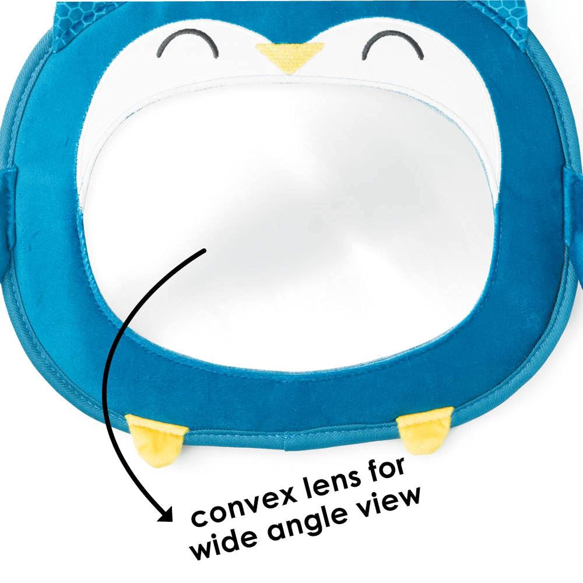 Diono Easy View Owl Baby Car Mirror - Adjustable Safety Car Seat Mirror for Rear Facing Infants | Shatterproof & Crash Tested with Wide Crystal Clear View | Perfect for Road Trips & Daily Commutes with Your Baby