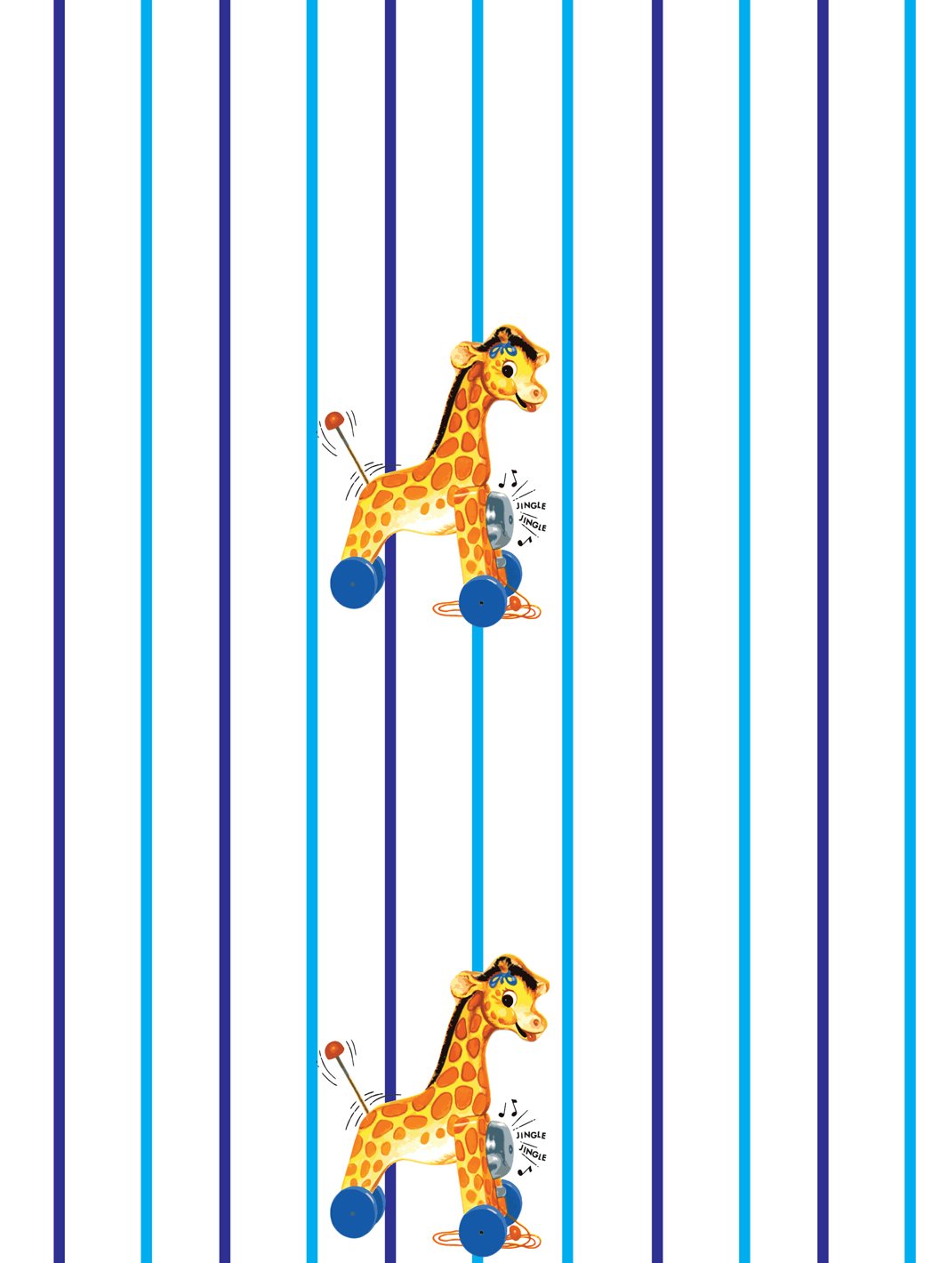 Fisher Price™ 'Jingle Giraffe Stripe' White Wallpaper - Perfect for Nursery, Kids Room & Playroom Decor