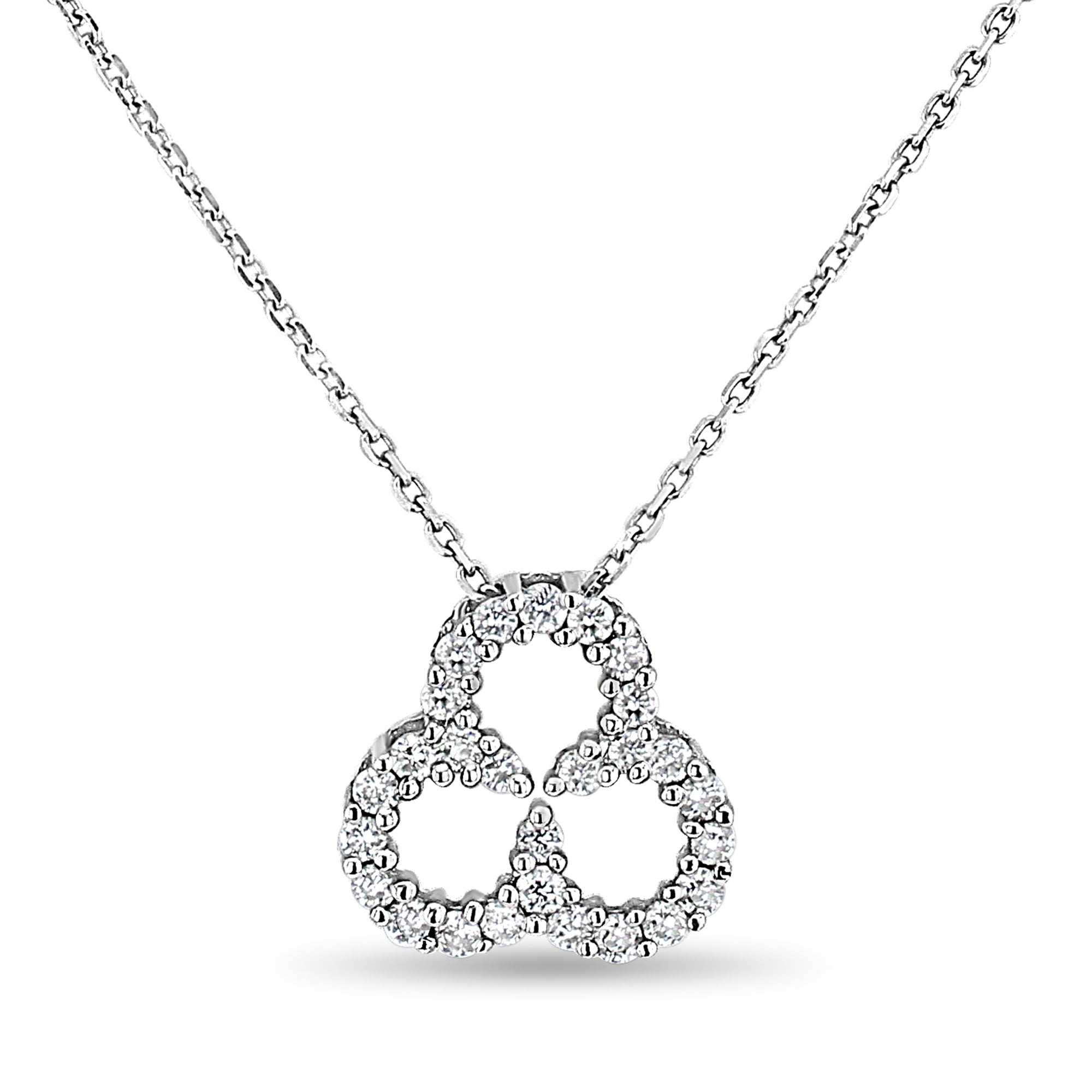 14k White Gold Three Leaf Clover Diamond Necklace - Elegant Jewelry Gift for Women, Perfect for Anniversaries, Birthdays & Special Occasions