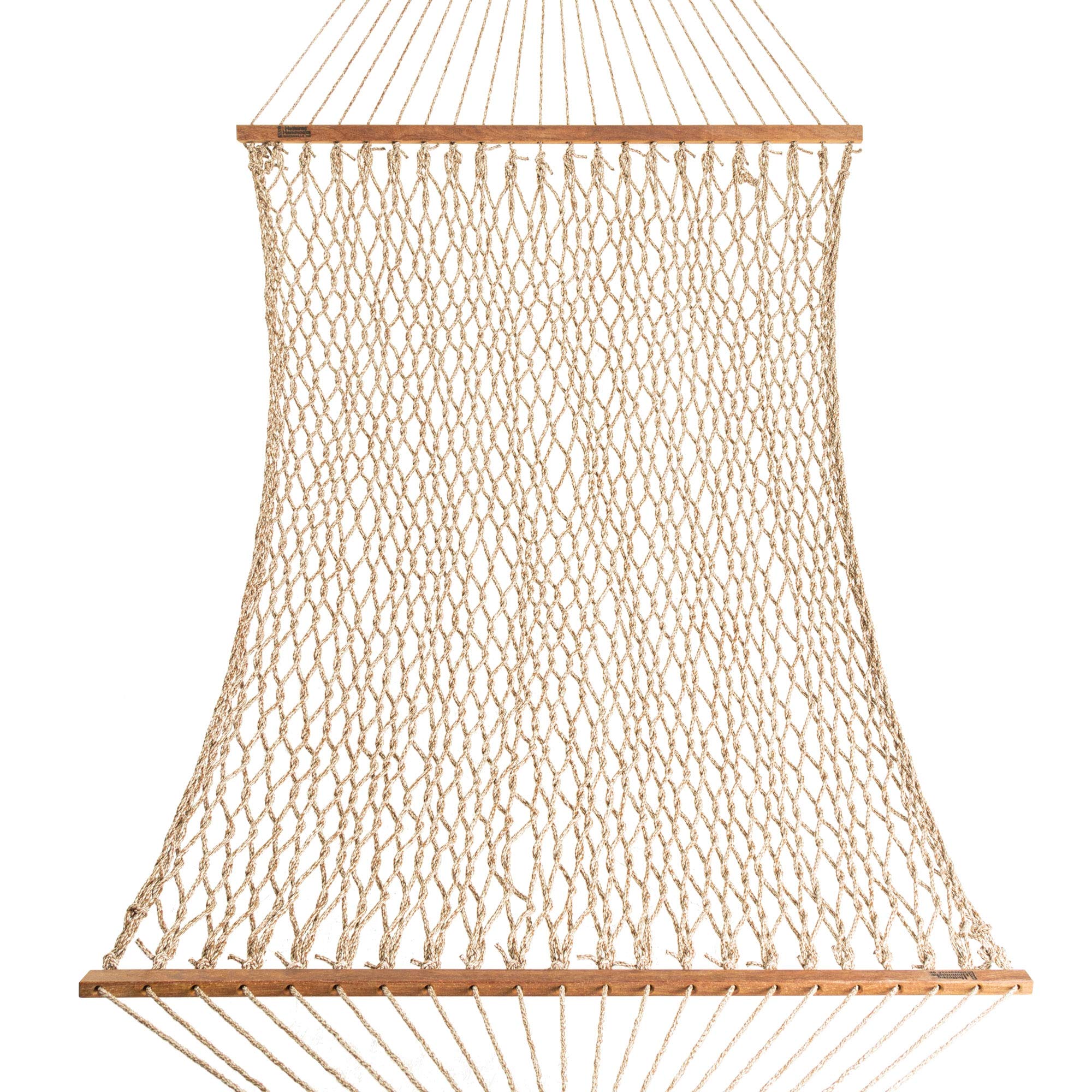 Premium Handwoven Hatteras Hammock - 13ft x 55in Large Antique Brown Oatmeal Rope Hammock with Free Extension Chains & Tree Hooks | 450 LB Weight Capacity | Durable Duracord Material | Made in USA | Perfect for Backyard, Patio, Beach & Camping Relaxation