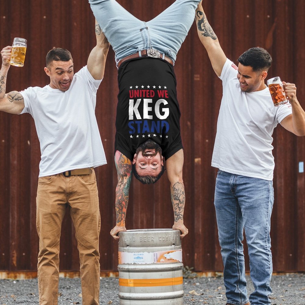 United We Keg Stand T-Shirt - Black | Funny Drinking Party Tee for College Students & Beer Lovers