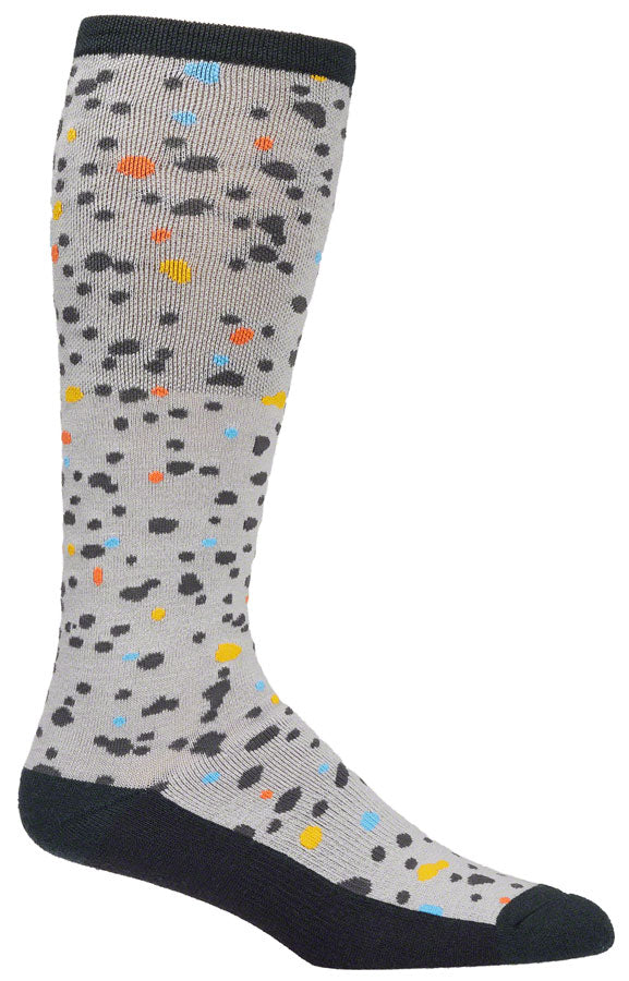 45NRTH Speck Heavyweight Knee High Wool Socks for Men & Women - Gray/Dark Blue, Large - Warm Winter Hiking & Outdoor Activities Socks