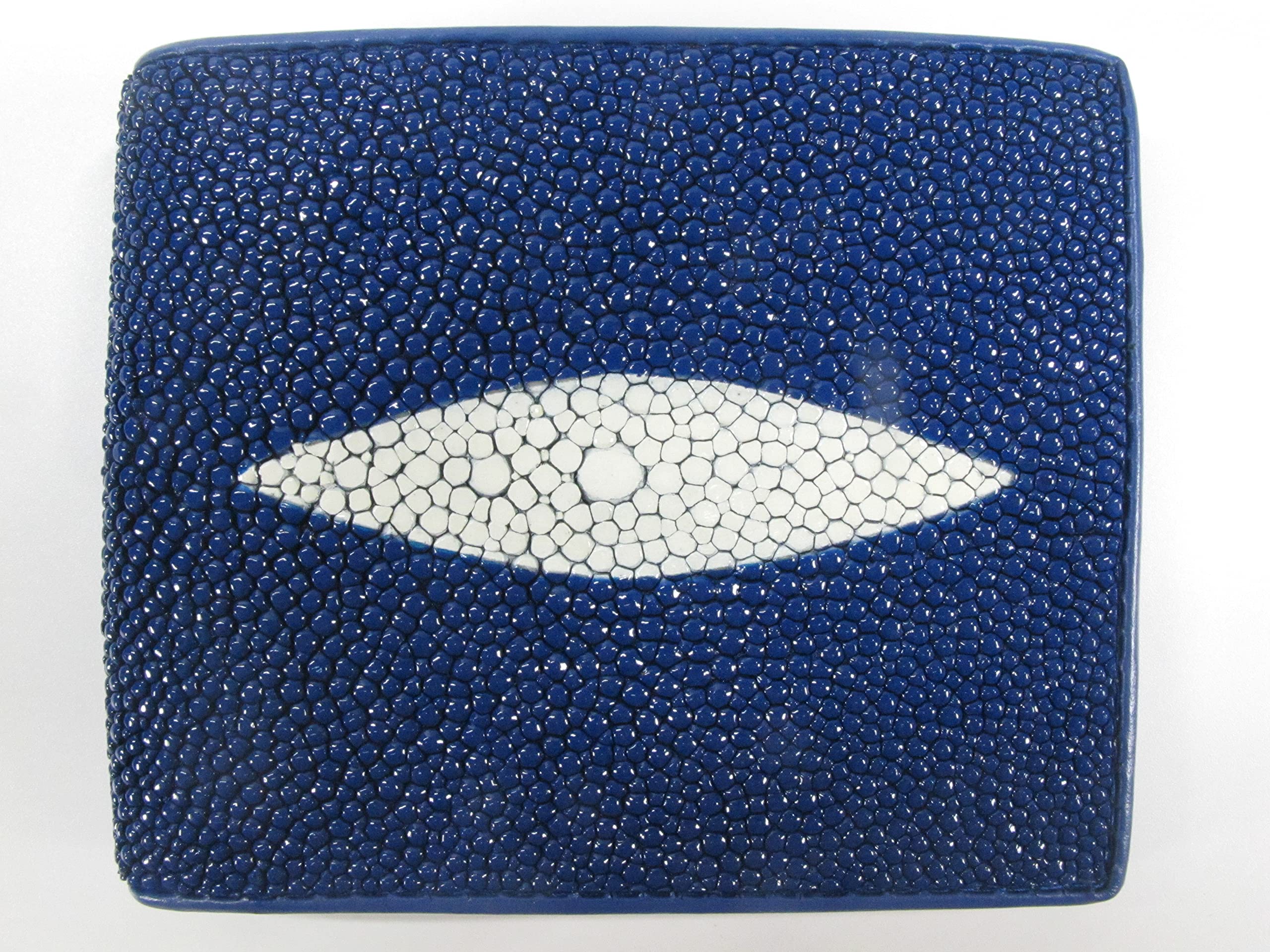 Authentic Stingray Shagreen Leather Bifold Wallet for Men - Premium Blue Genuine Ray Skin Wallet - Perfect for Everyday Carry, Business & Gift Giving