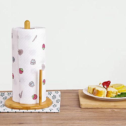 Bamboo Paper Towel Holder Stand - Wooden Kitchen & Bathroom Towel Roll Organizer Rack for Cabinet, Countertop - Perfect for Home, Office, and RV Use