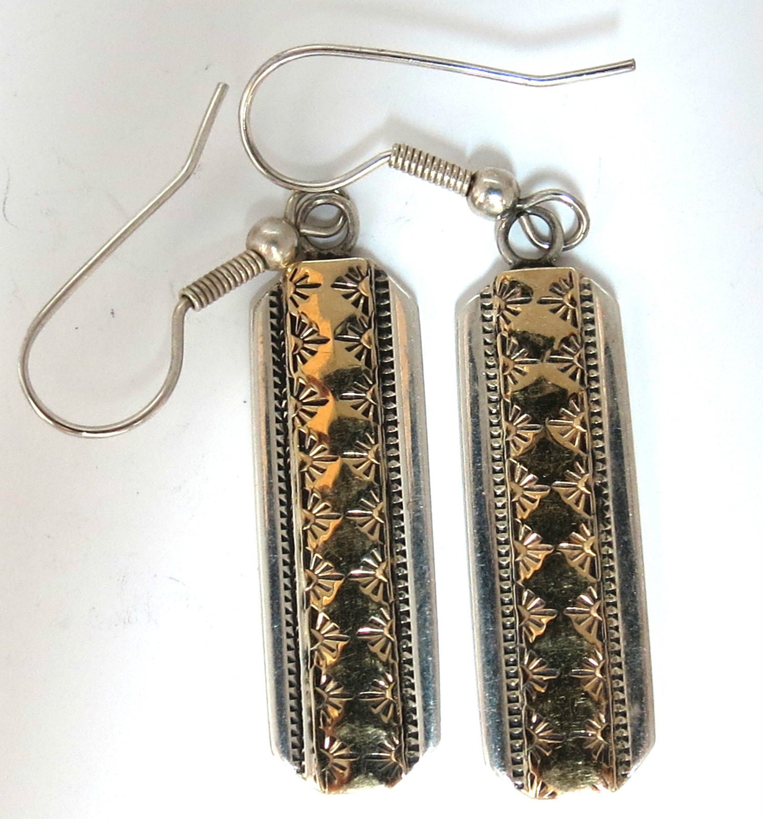 C. Harrell 14K Gold & 925 Sterling Silver Dangling Earrings and Bangle Bracelet Set - Perfect for Weddings, Parties, and Special Occasions