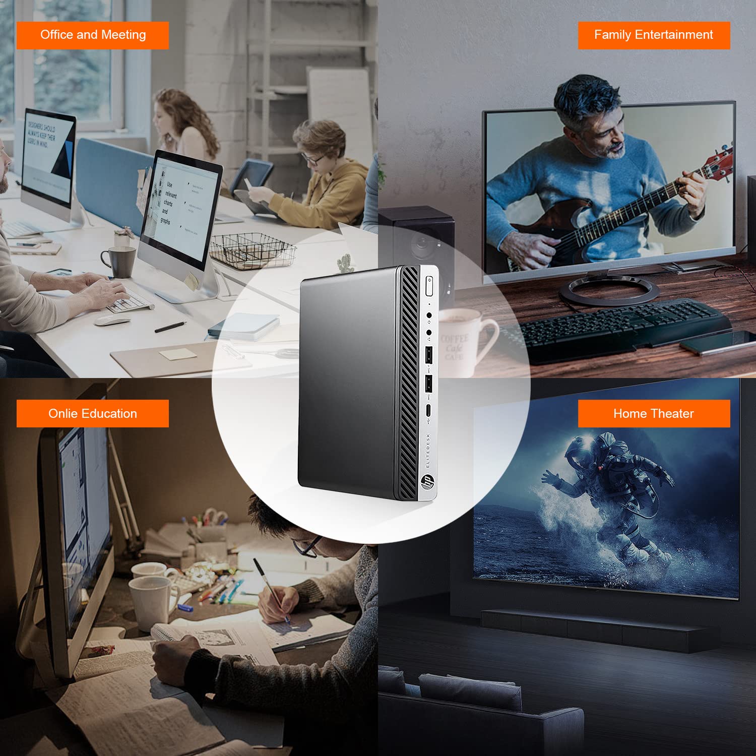 HP EliteDesk 800 G3 Mini PC - Intel Core i7, 8GB DDR4 RAM, 128GB SSD + 1TB HDD, WiFi 6E, Windows 10 Pro, Dual Monitor Support - Compact Business Desktop Computer for Home Office & Gaming (Renewed with Keyboard & Mouse Combo)